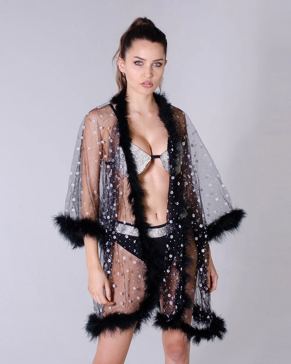 Fuzzy Kimono - Black Blossom - Image 7