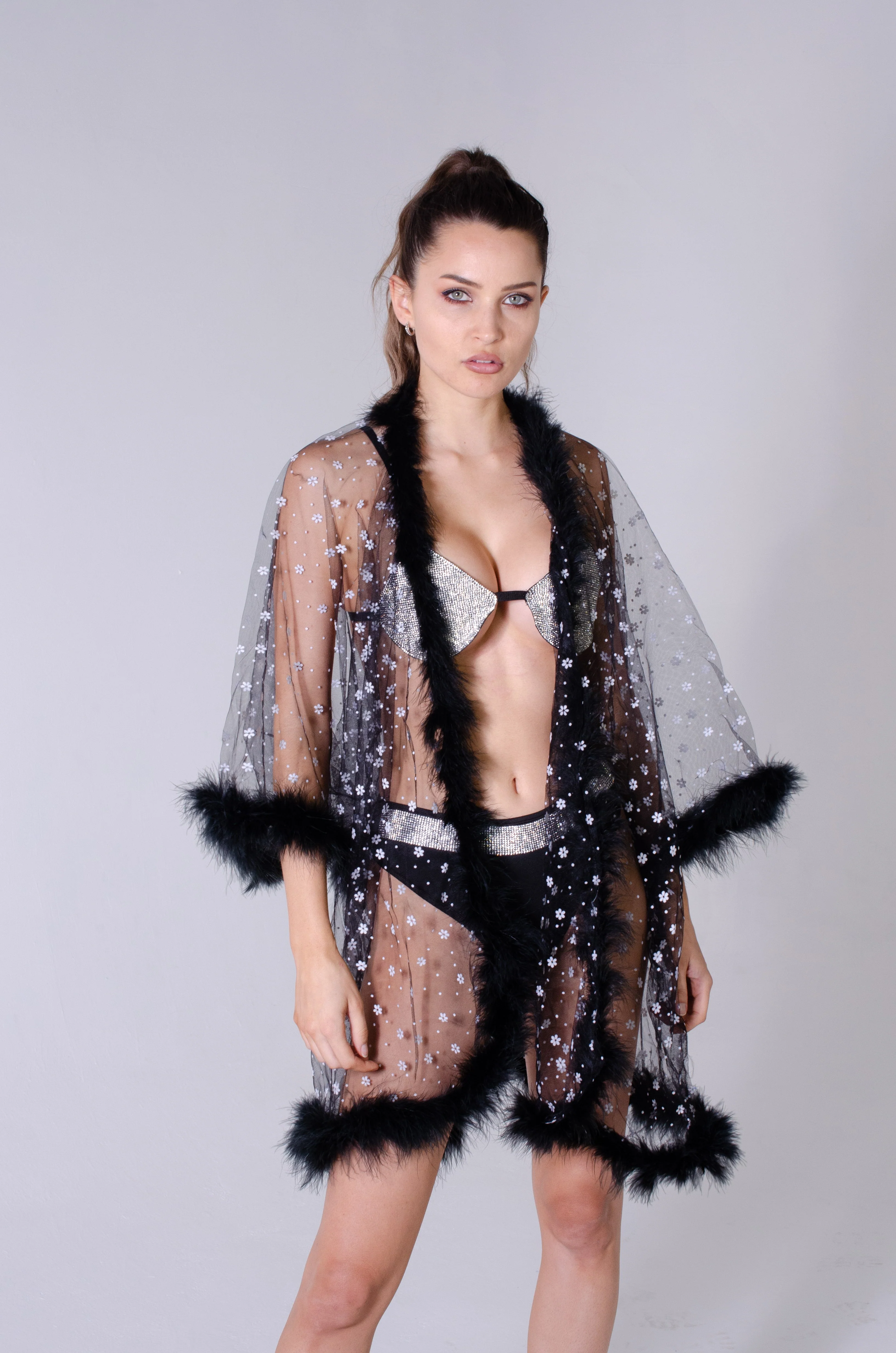 Fuzzy Kimono - Black Blossom - Image 8