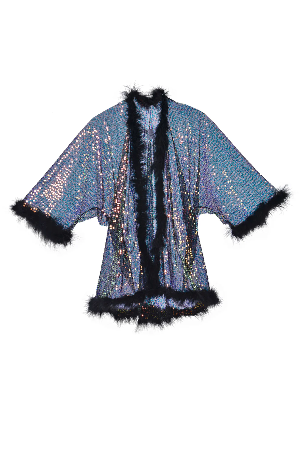 Fuzzy Sequin Kimono- Black Prism - Image 8