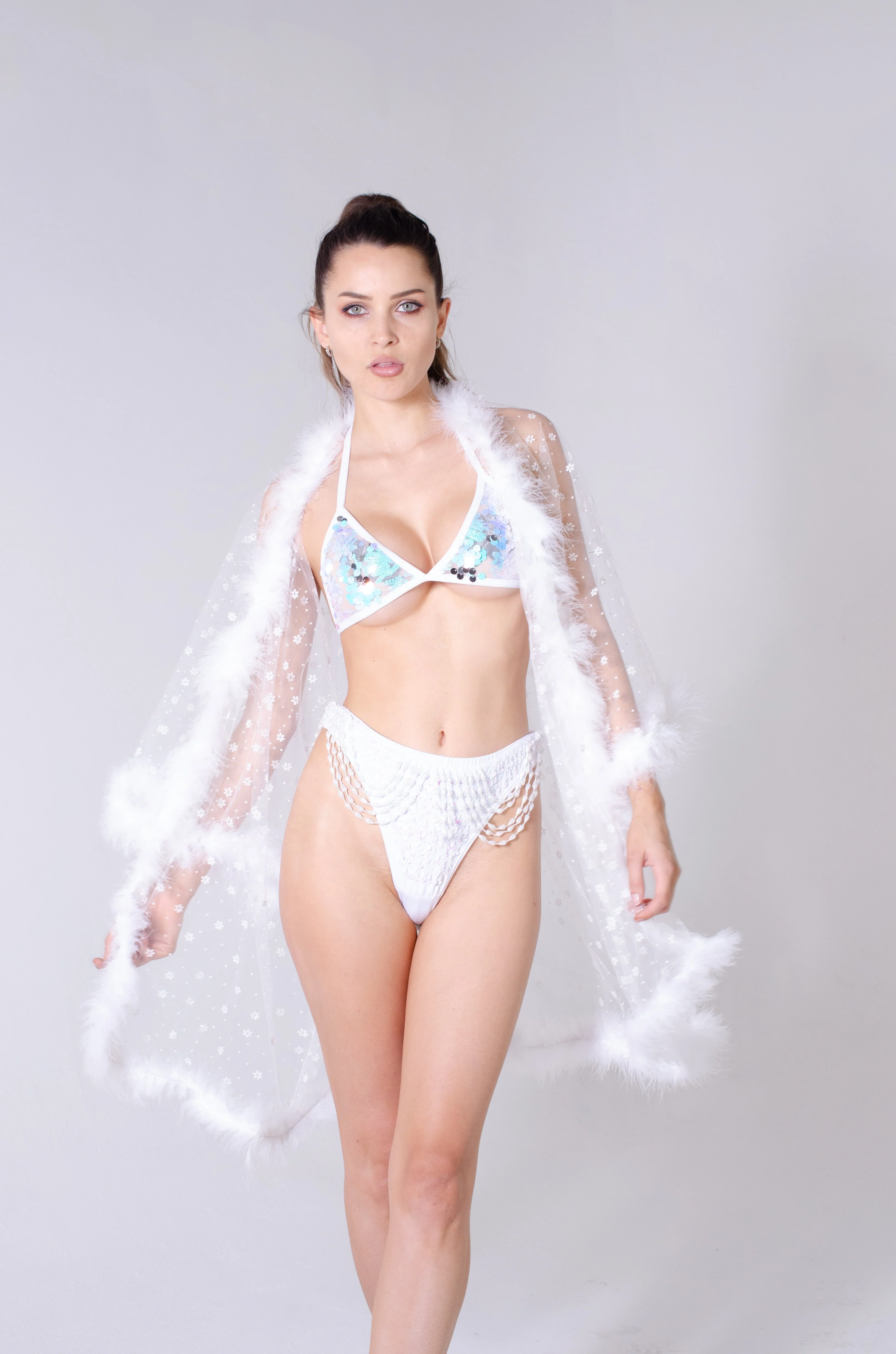 Fuzzy Kimono - White Blossom - Image 3