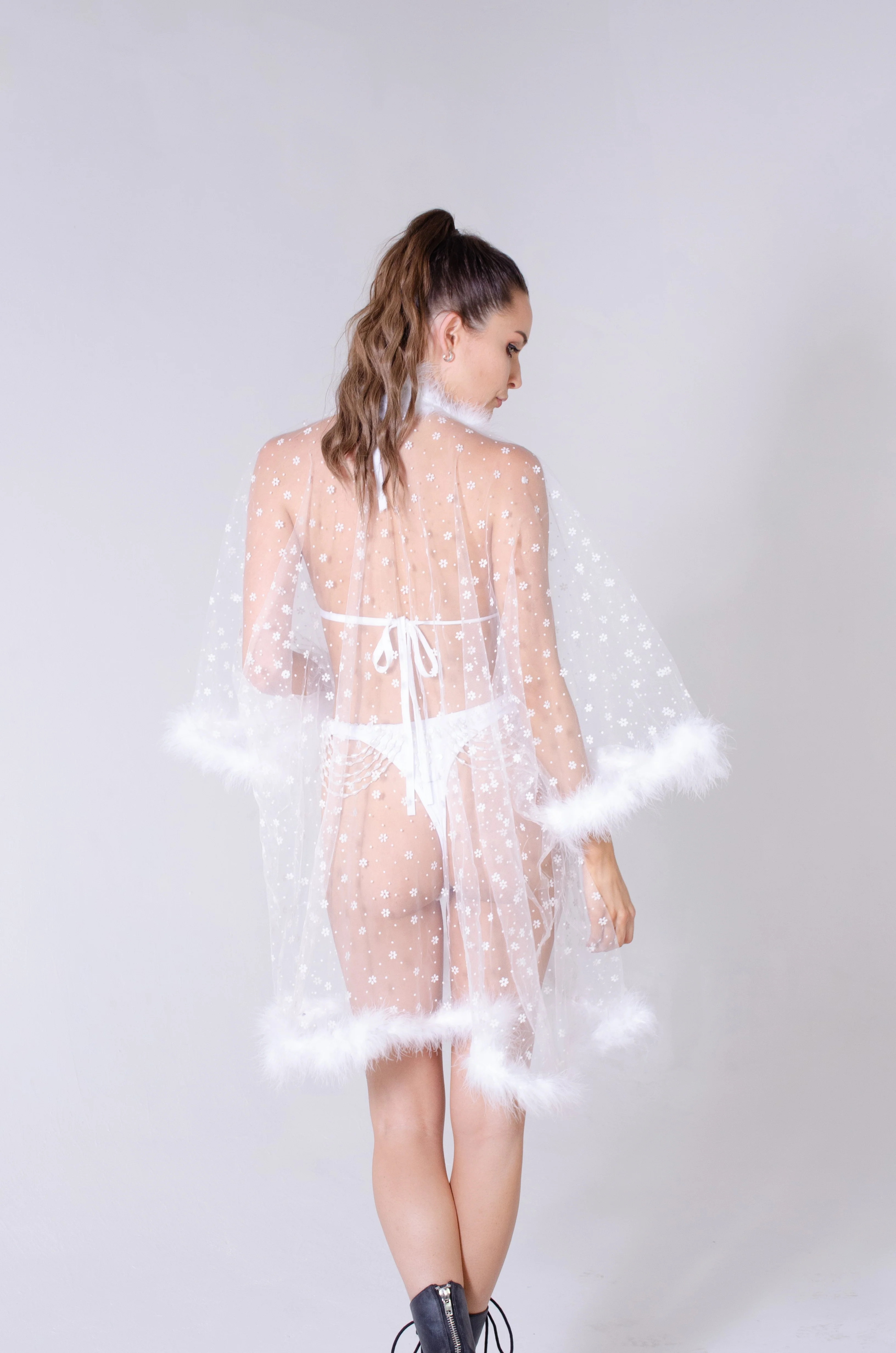 Fuzzy Kimono - White Blossom - Image 4