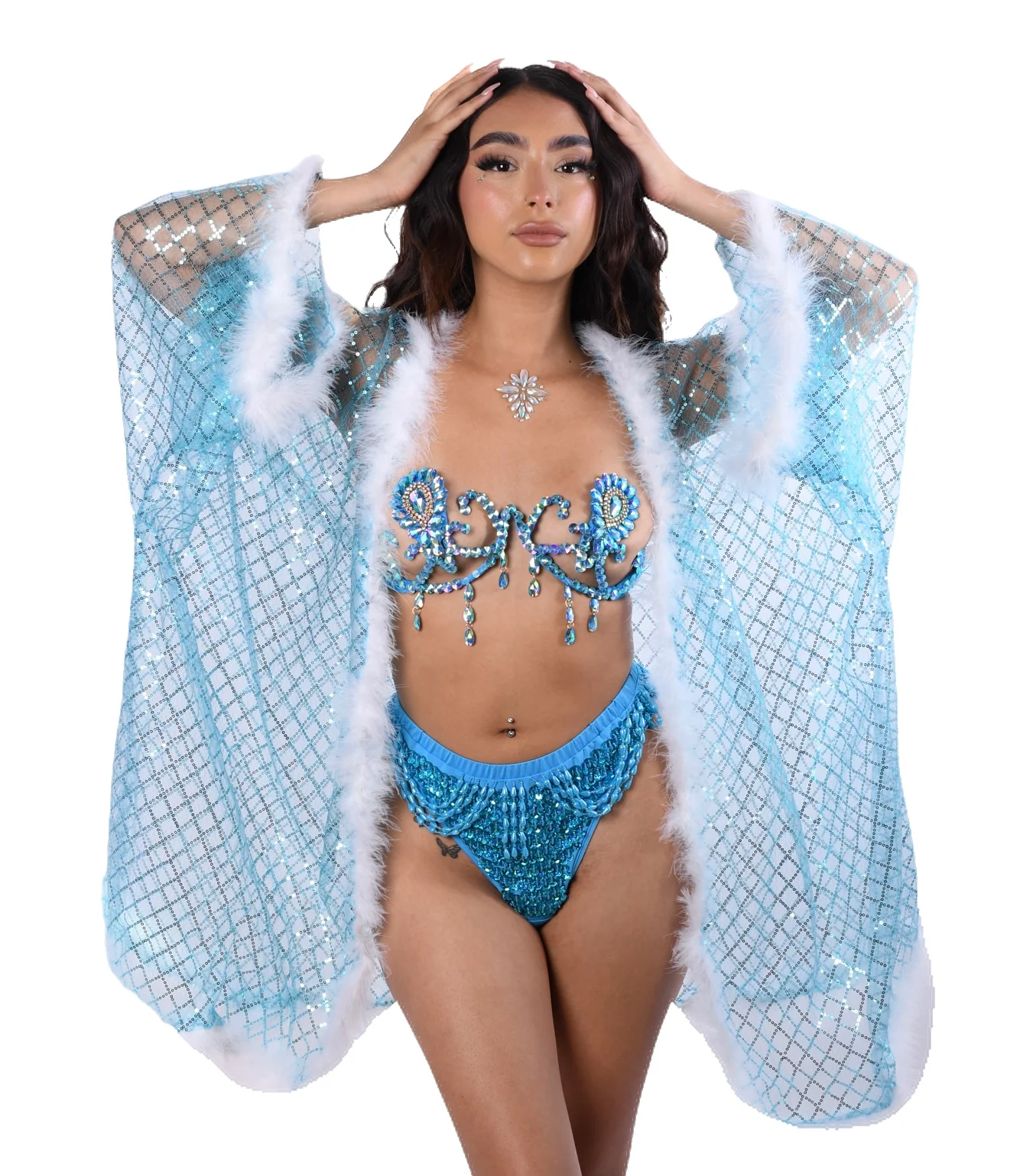 Fuzzy Kimono - Cotton Candy Blue - Image 4