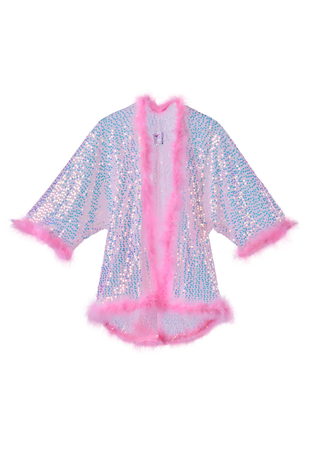 Fuzzy Sequin Kimono- Bubblegum - Image 9