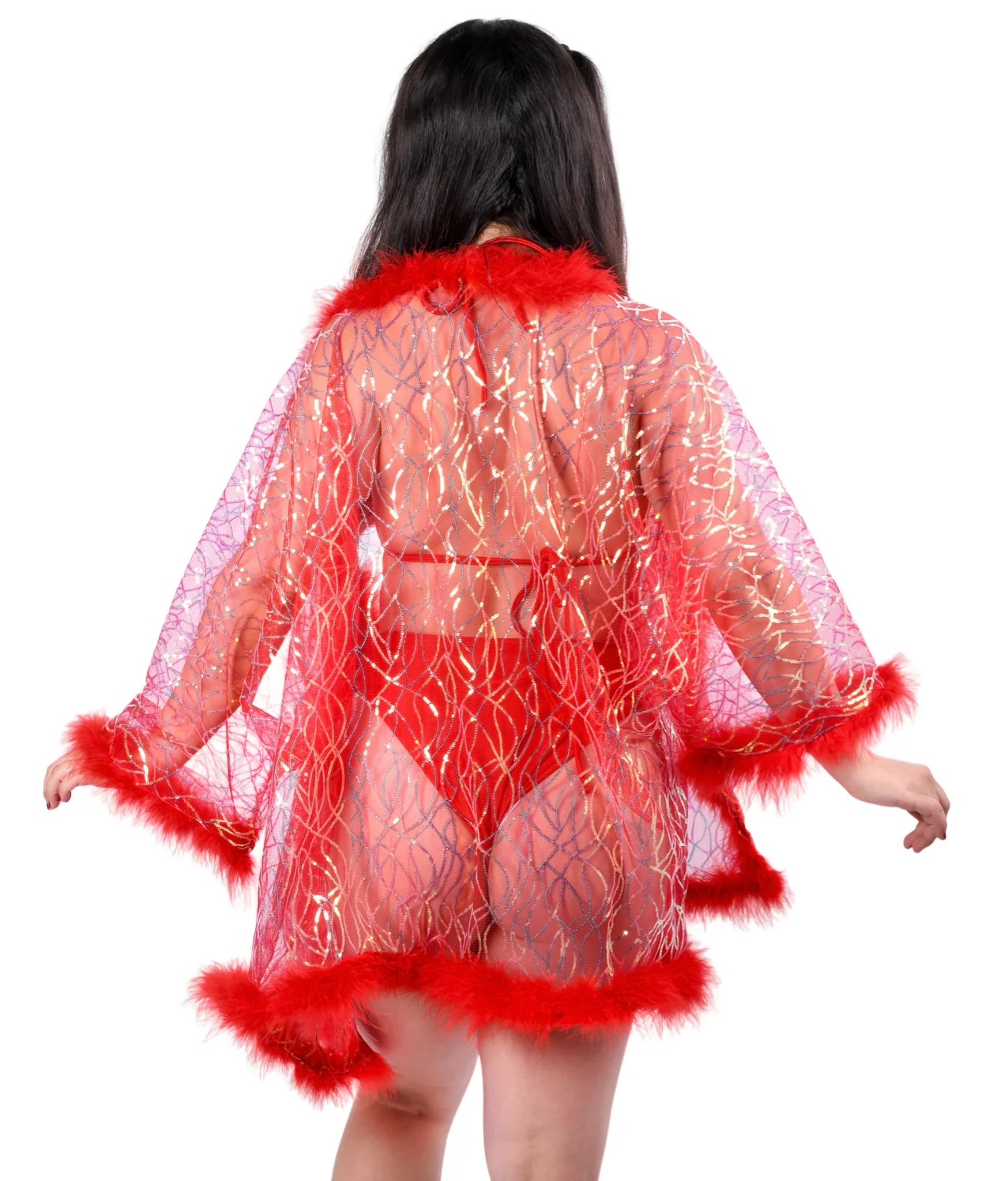 Fuzzy Sequin Kimono-Cherry Pixie - Image 12