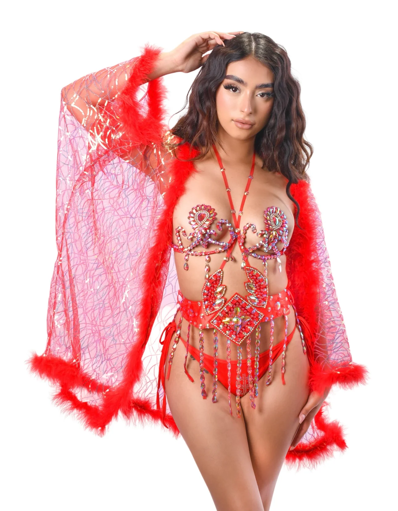 Fuzzy Sequin Kimono-Cherry Pixie - Image 13