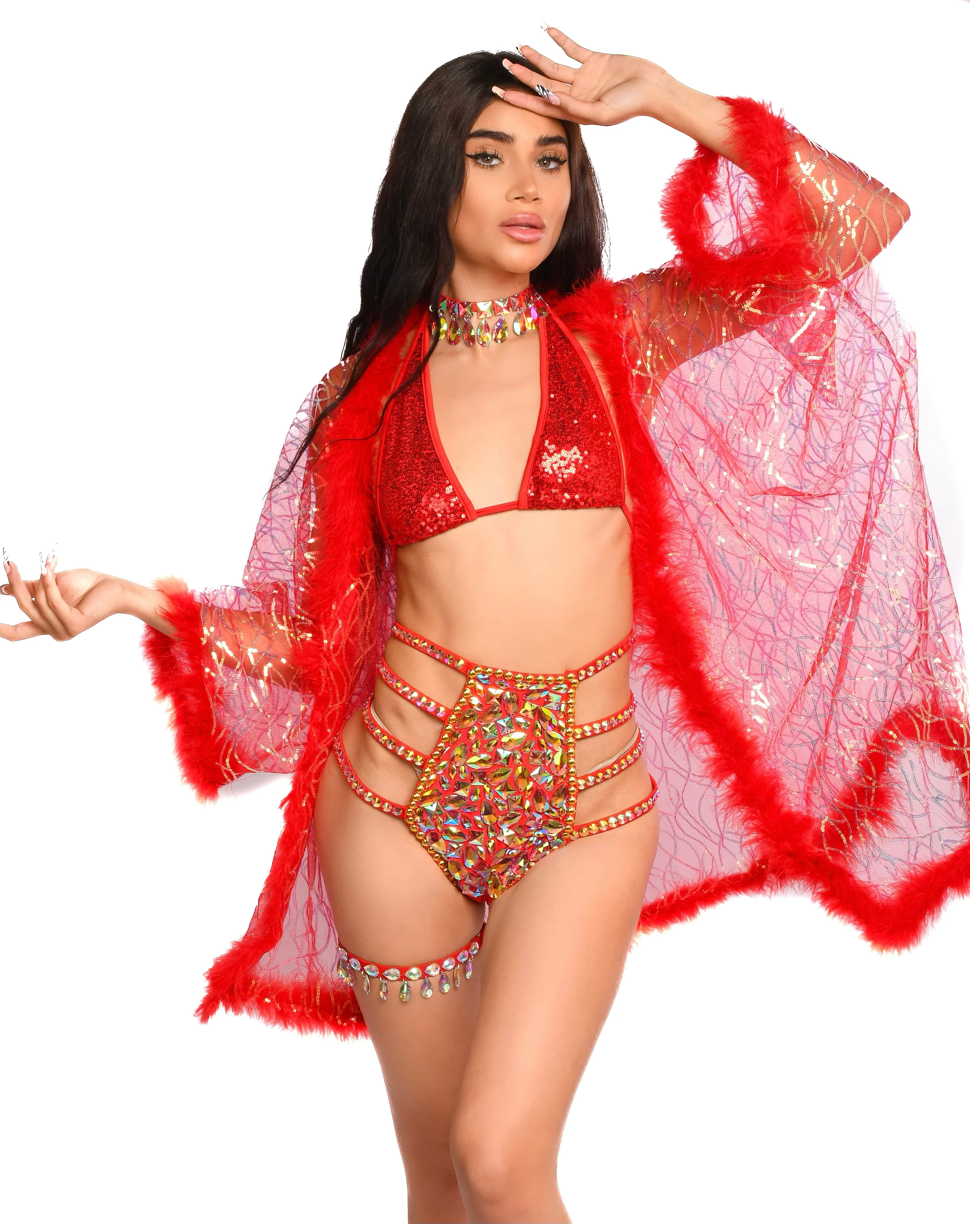 Fuzzy Sequin Kimono-Cherry Pixie - Image 2