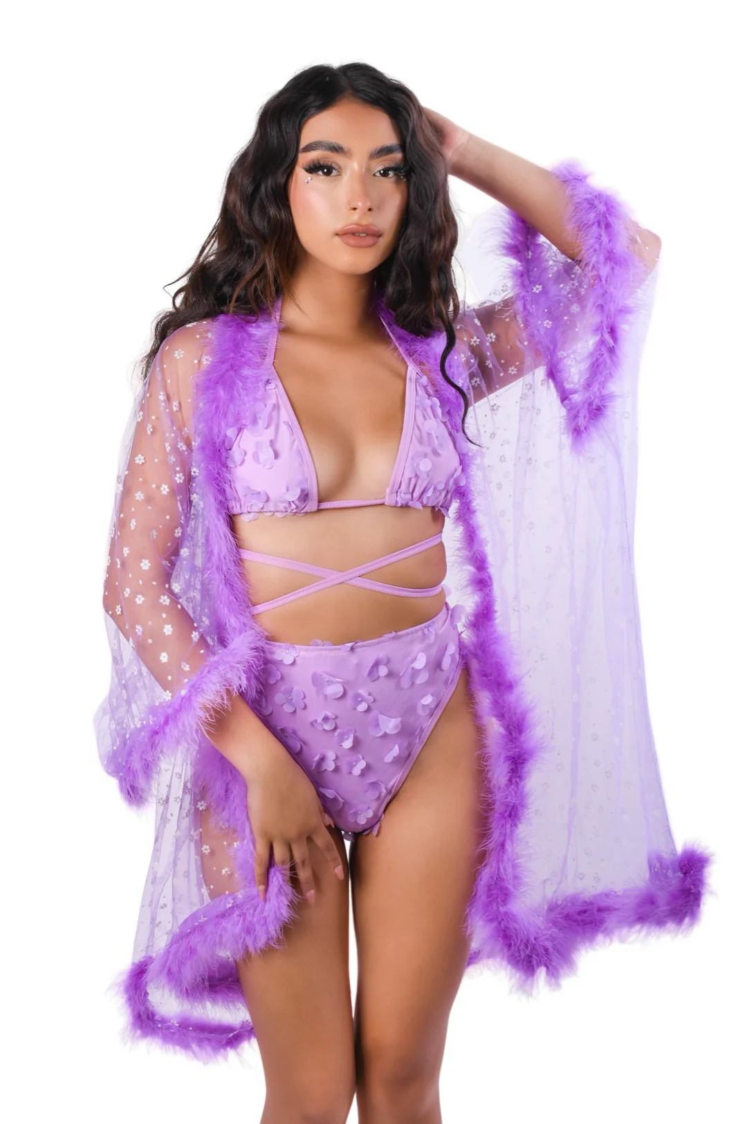 Fuzzy Kimono - Lavender Blossom - Image 4