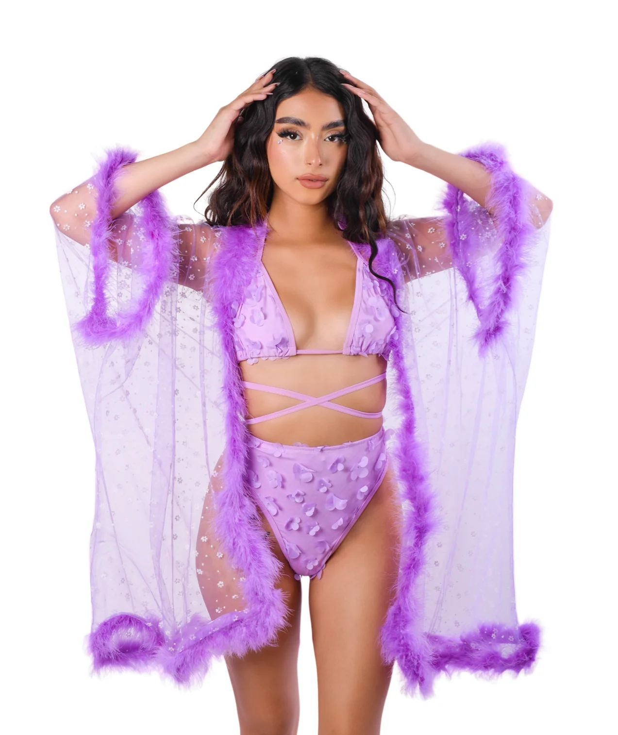 Fuzzy Kimono - Lavender Blossom - Image 5