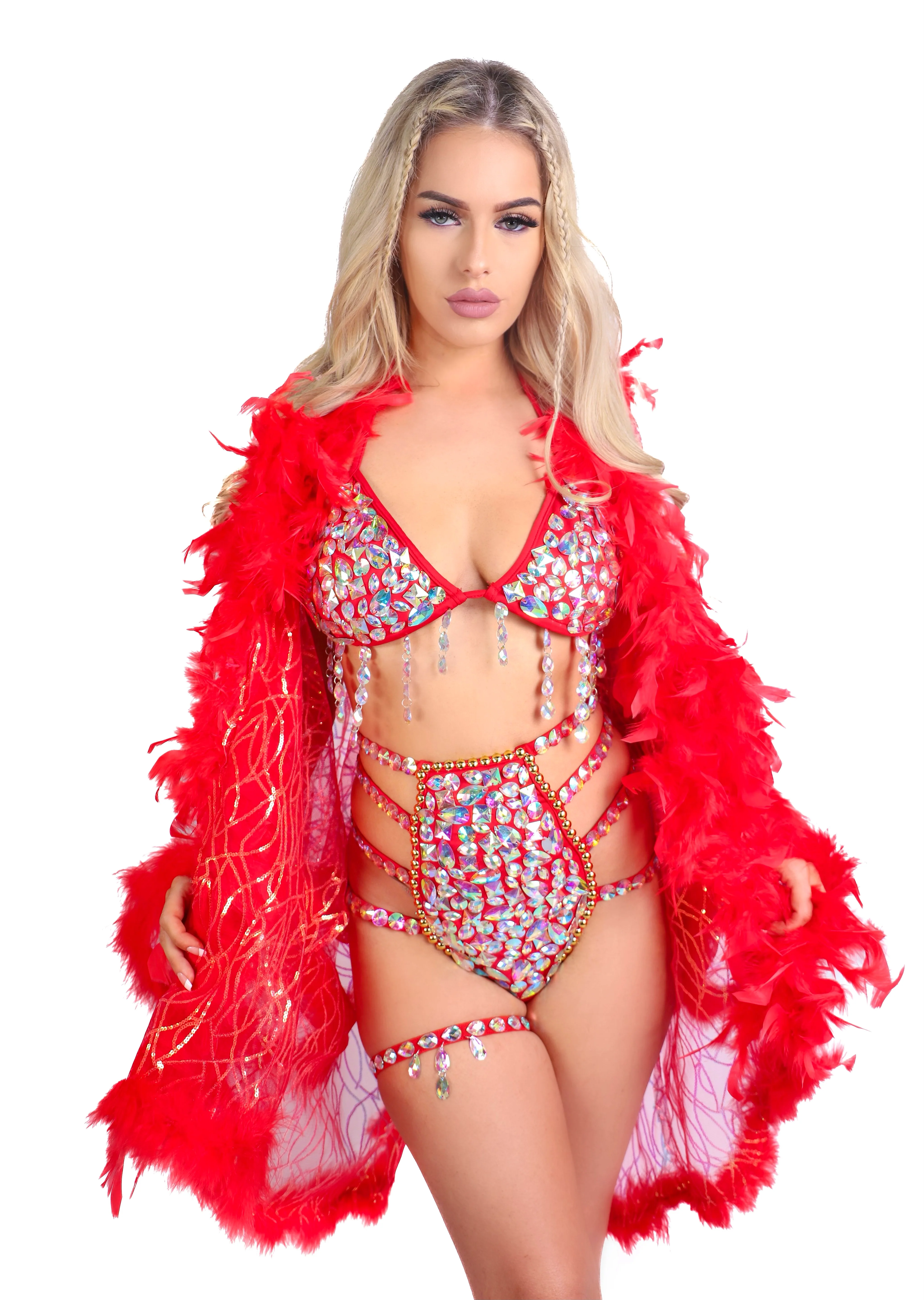 Fuzzy Sequin Kimono- Red Empress - Image 4