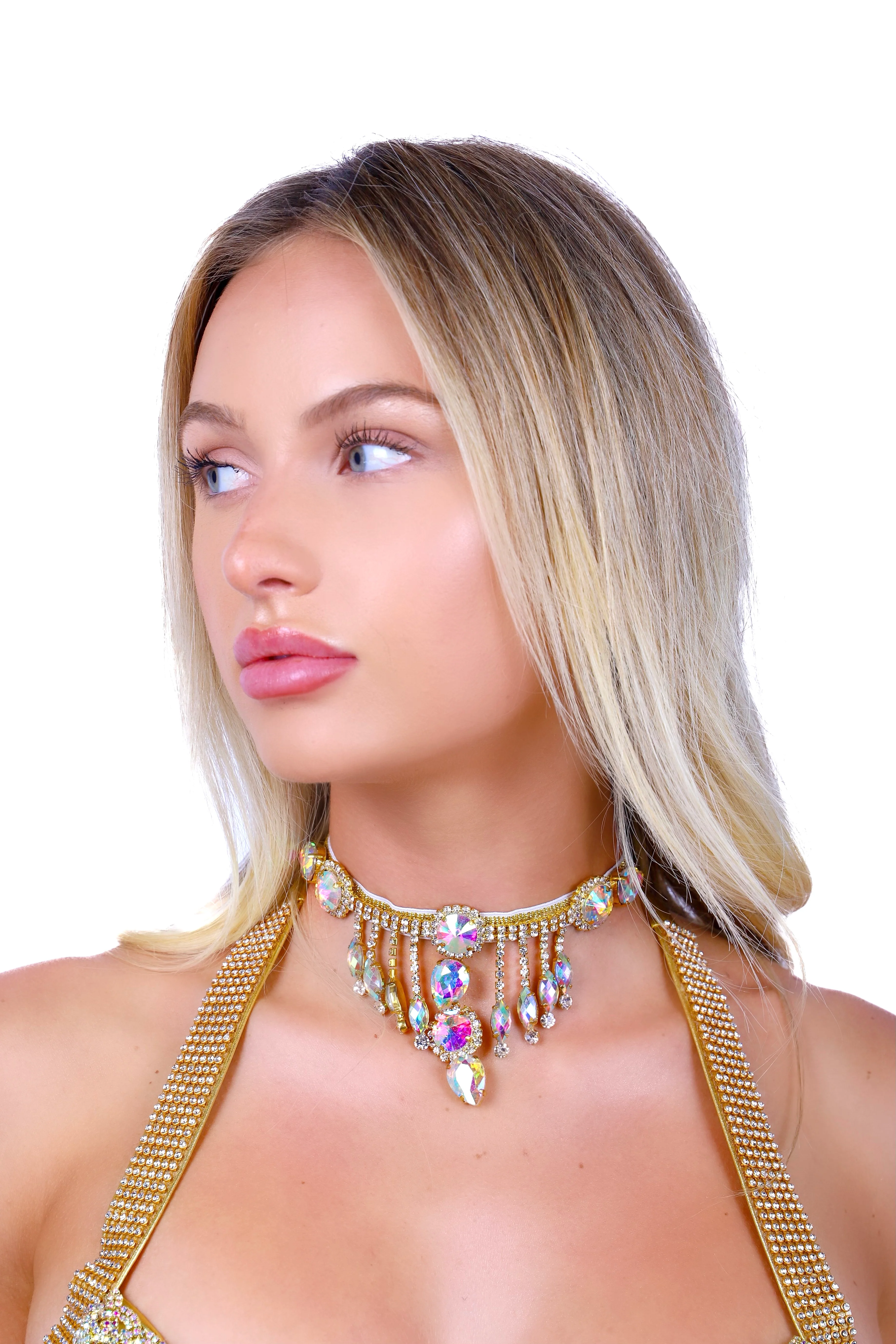 Gold Empress Rhinestone Necklace - Image 2