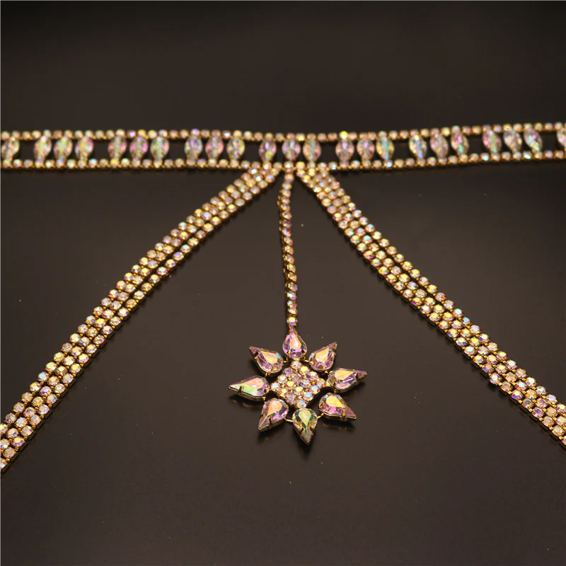 AB Iridescent Rhinestone Body Necklace - Image 6