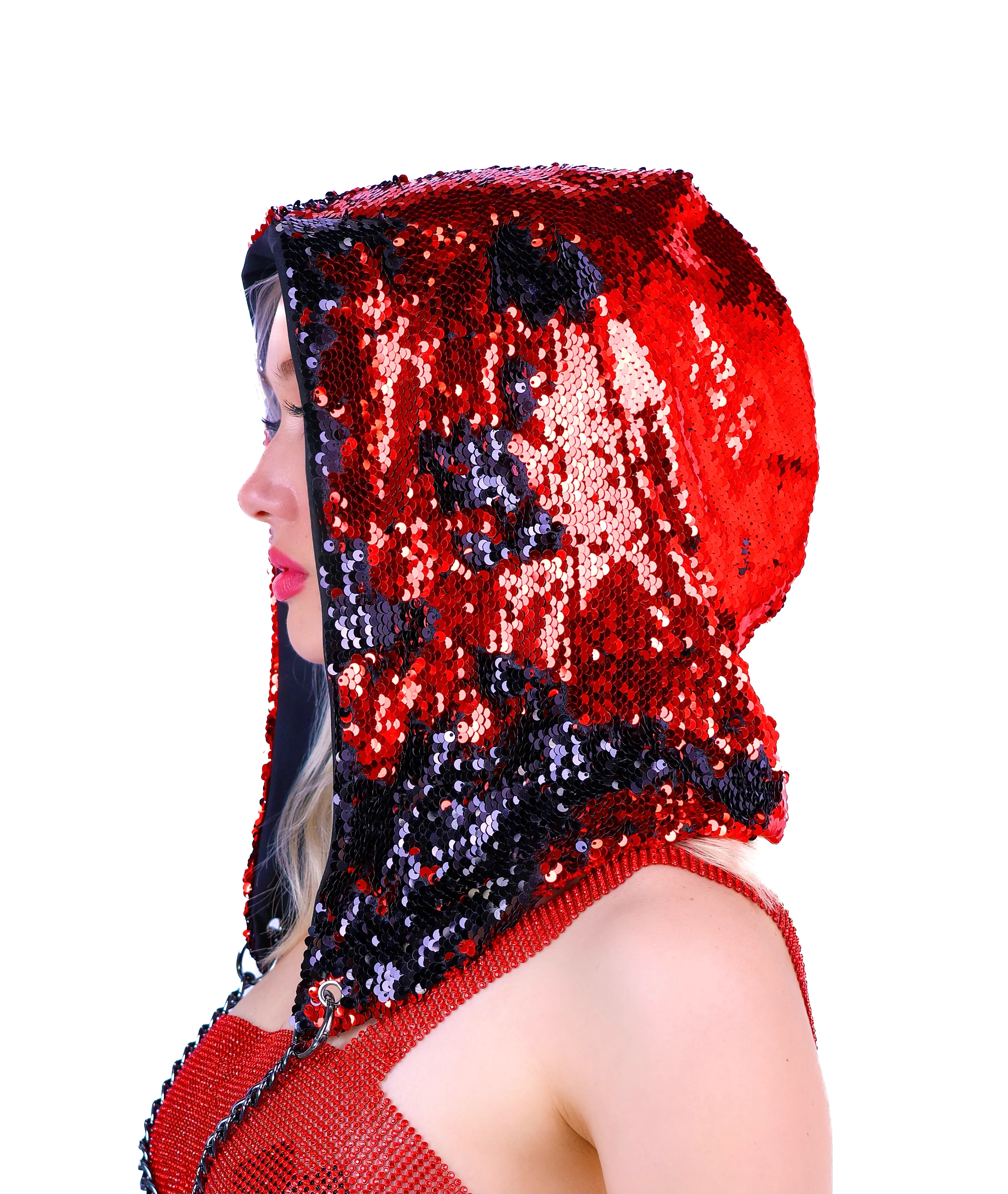Red/Black Sequin Hood - Image 2