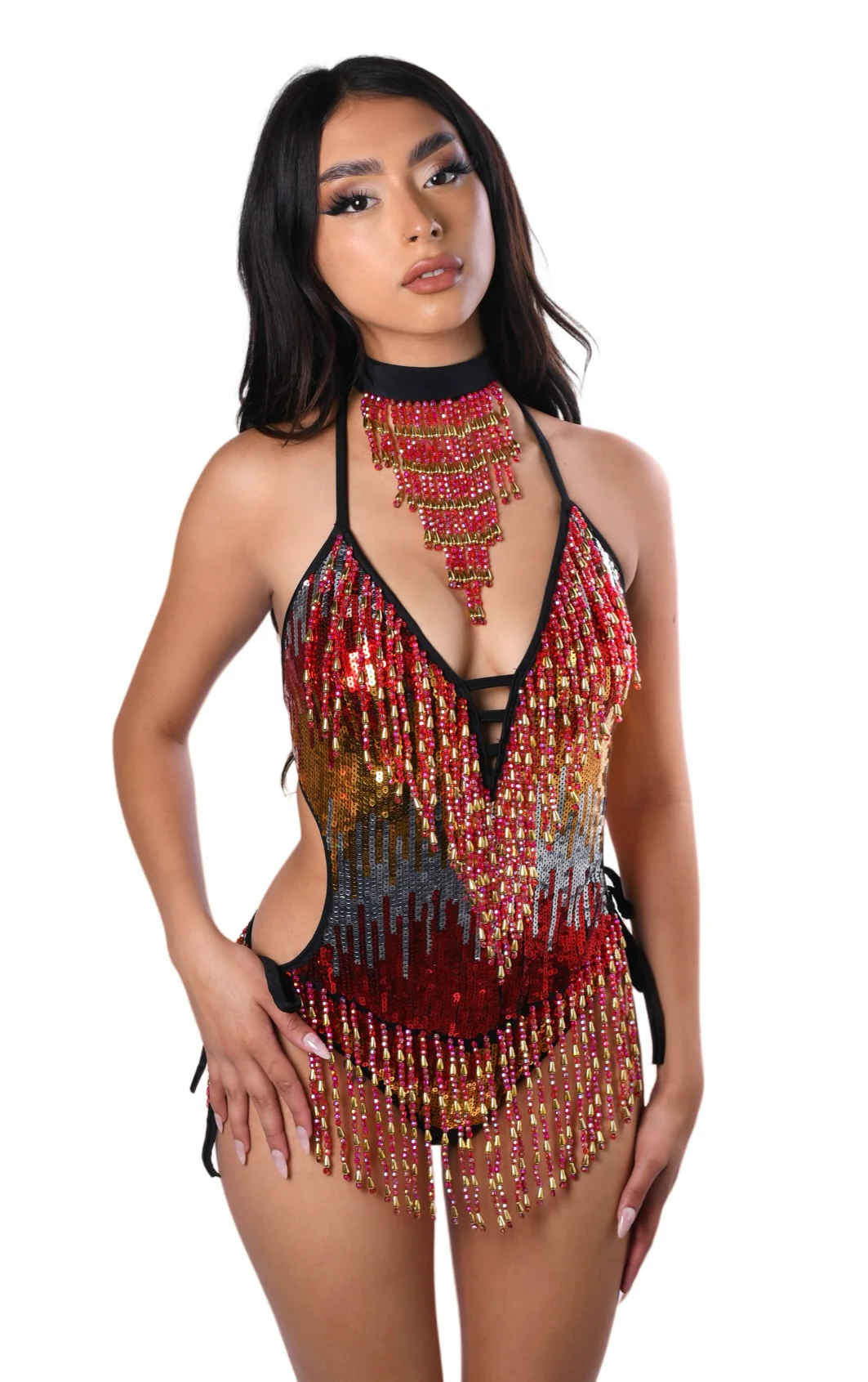Hand Stitched Bodysuit- Scarlet - Image 2