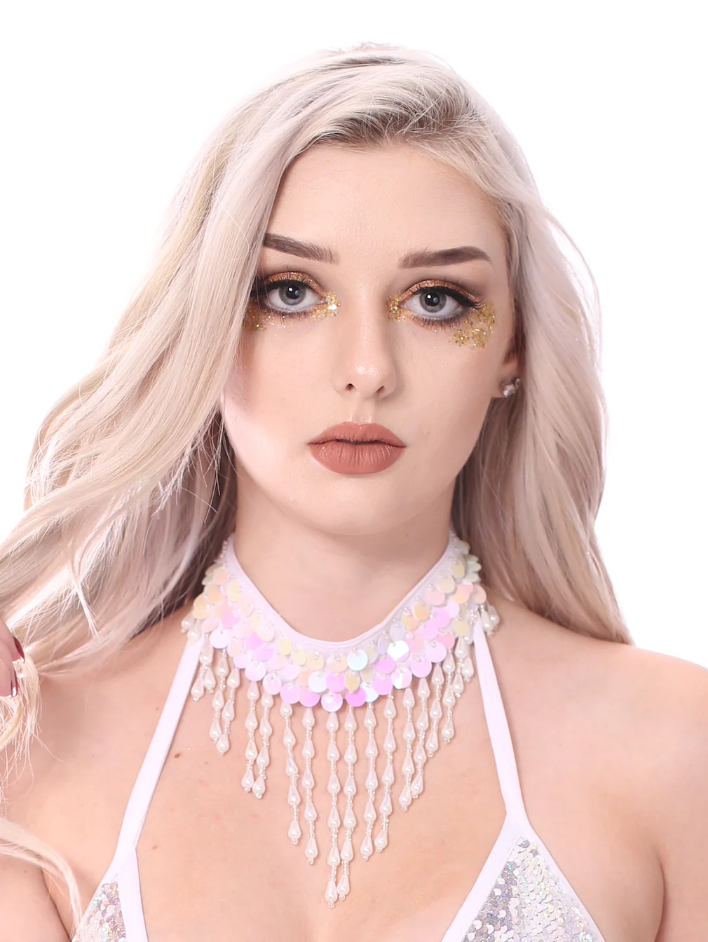 Iridescent Pink Sequin Choker