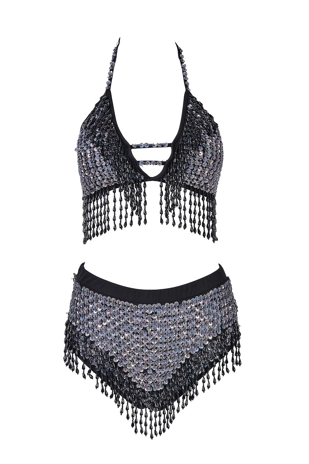 Hand Stitched Sequin High Waisted Bottoms- Disco Barbie - Image 3