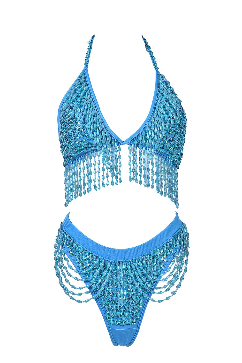 Hand Stitched Sequin Cheeky Bottoms-Pixie Blue - Image 3