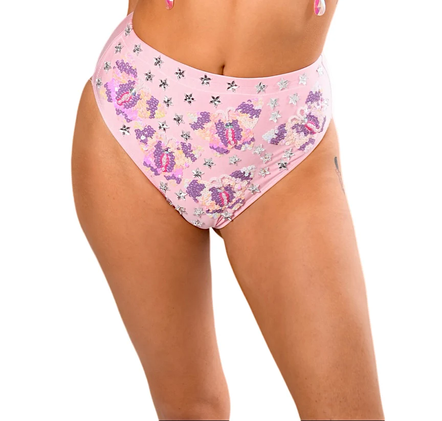 Hand Stitched Sequin Bottom-Pink Butterfly Dream - Image 3