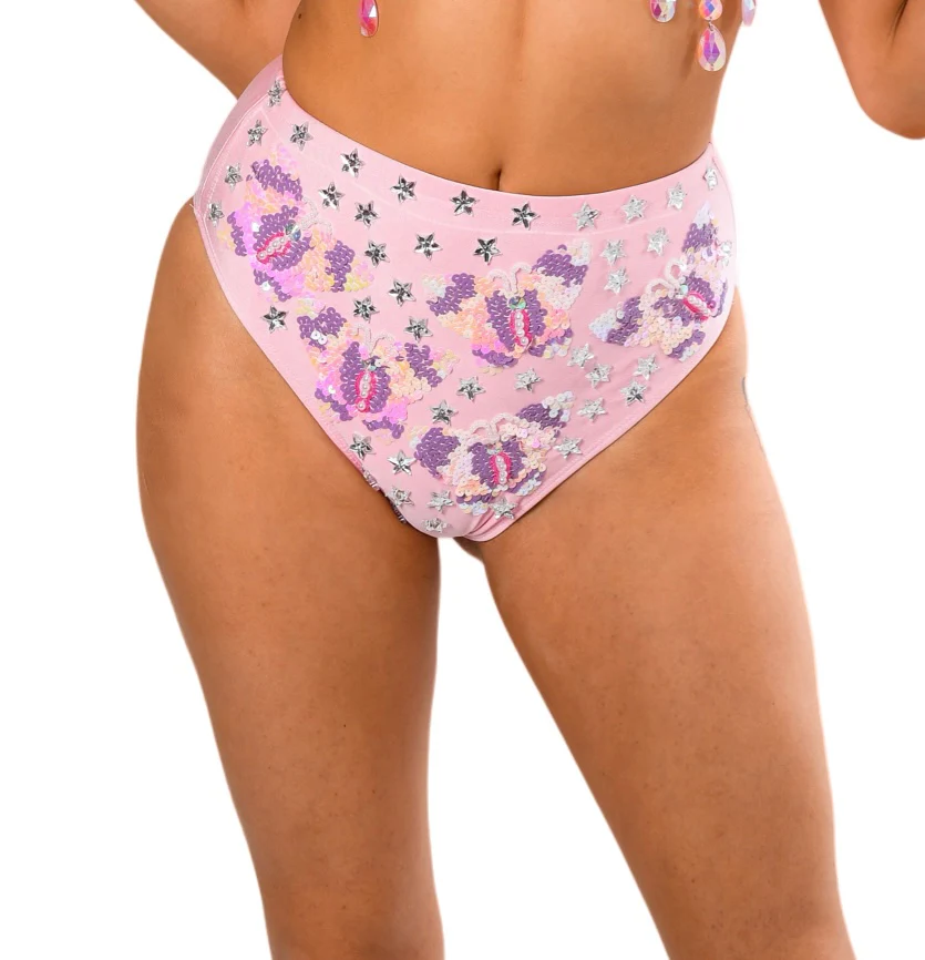 Hand Stitched Sequin Bottom-Pink Butterfly Dream - Image 4