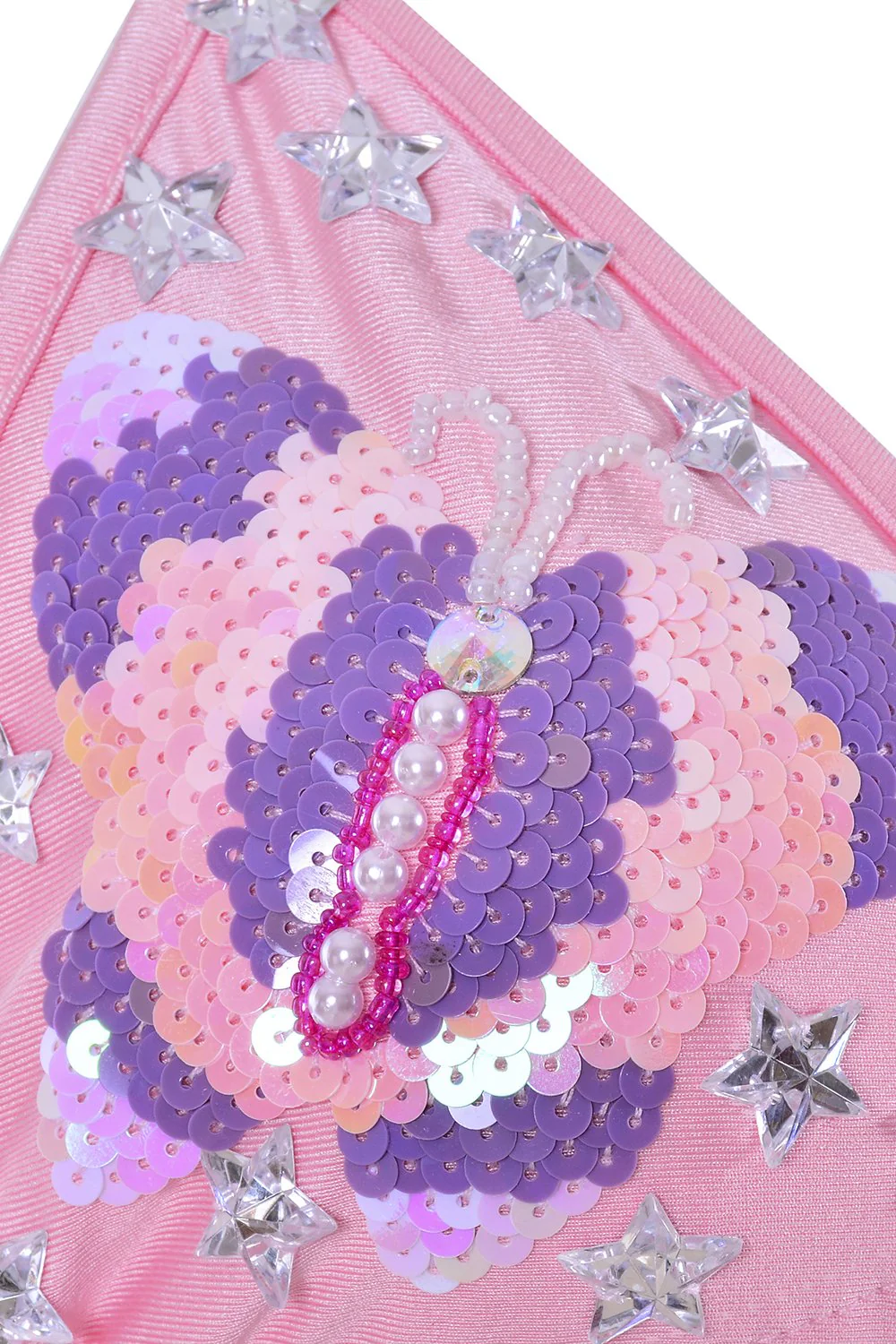 Hand Stitched Sequin Top- Pink Butterfly Dream - Image 3