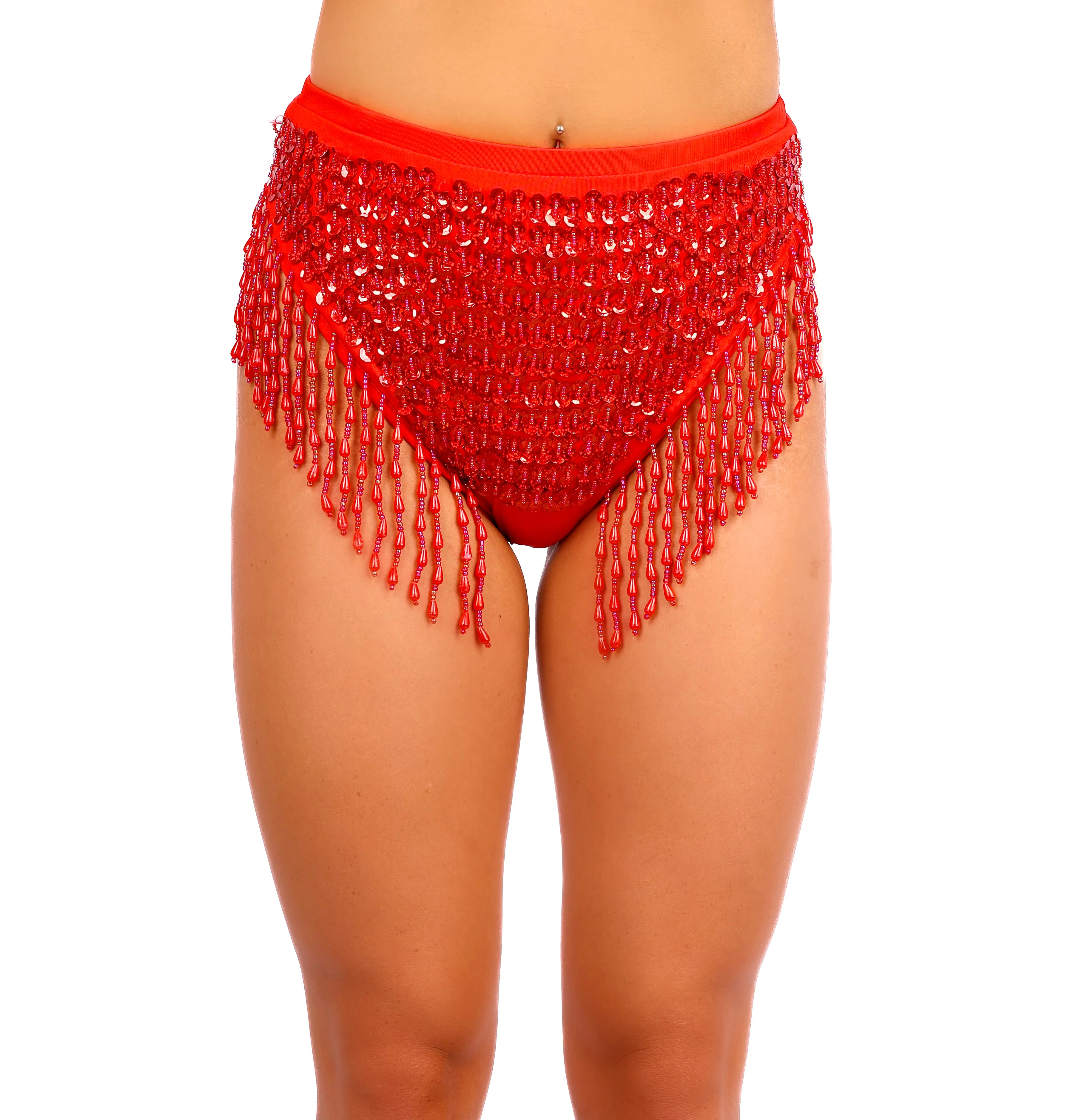 Hand Stitched High Waisted Sequin Bottoms- Ruby