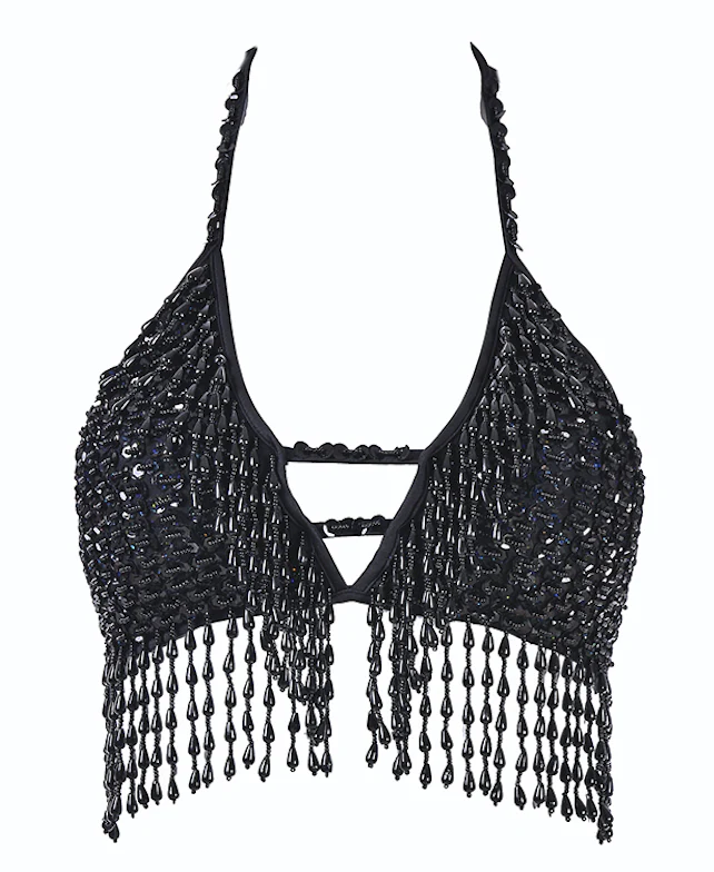 Hand Stitched Sequin Bra Top- Midnight - Image 3