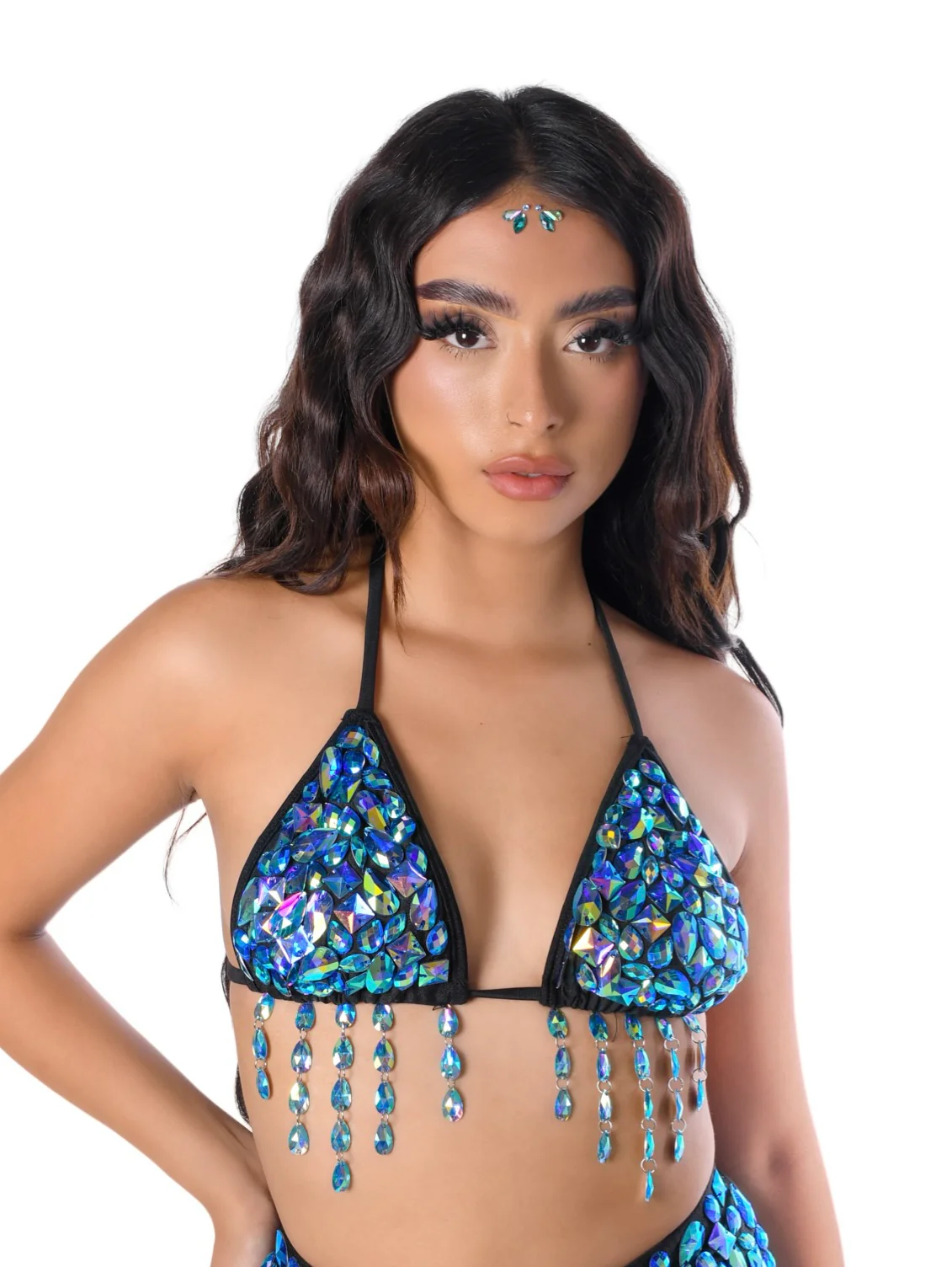 Rhinestone Sequin Top- Blue Sapphire