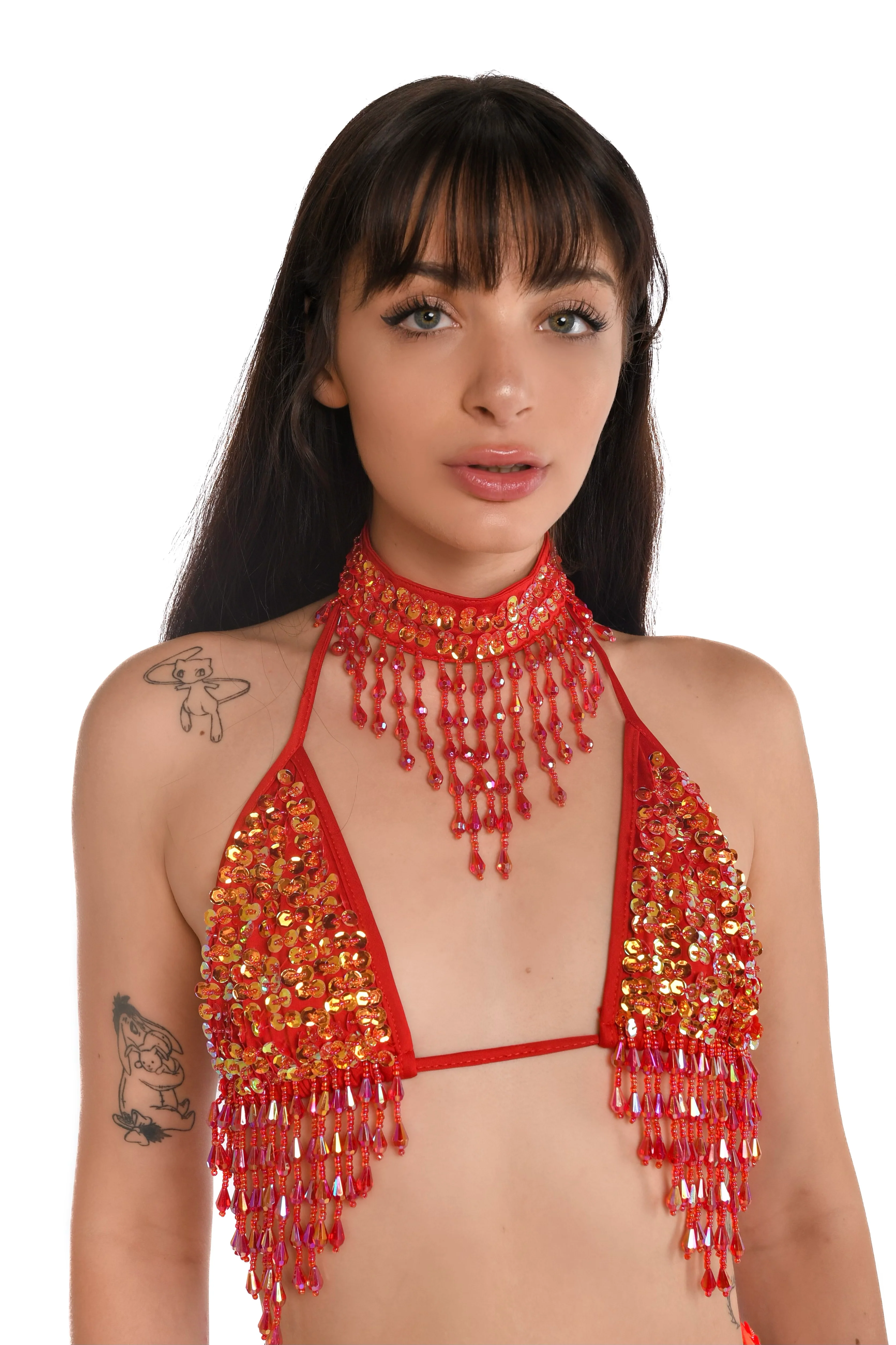 Hand Stitched Sequin Top- Flame Red - Image 8