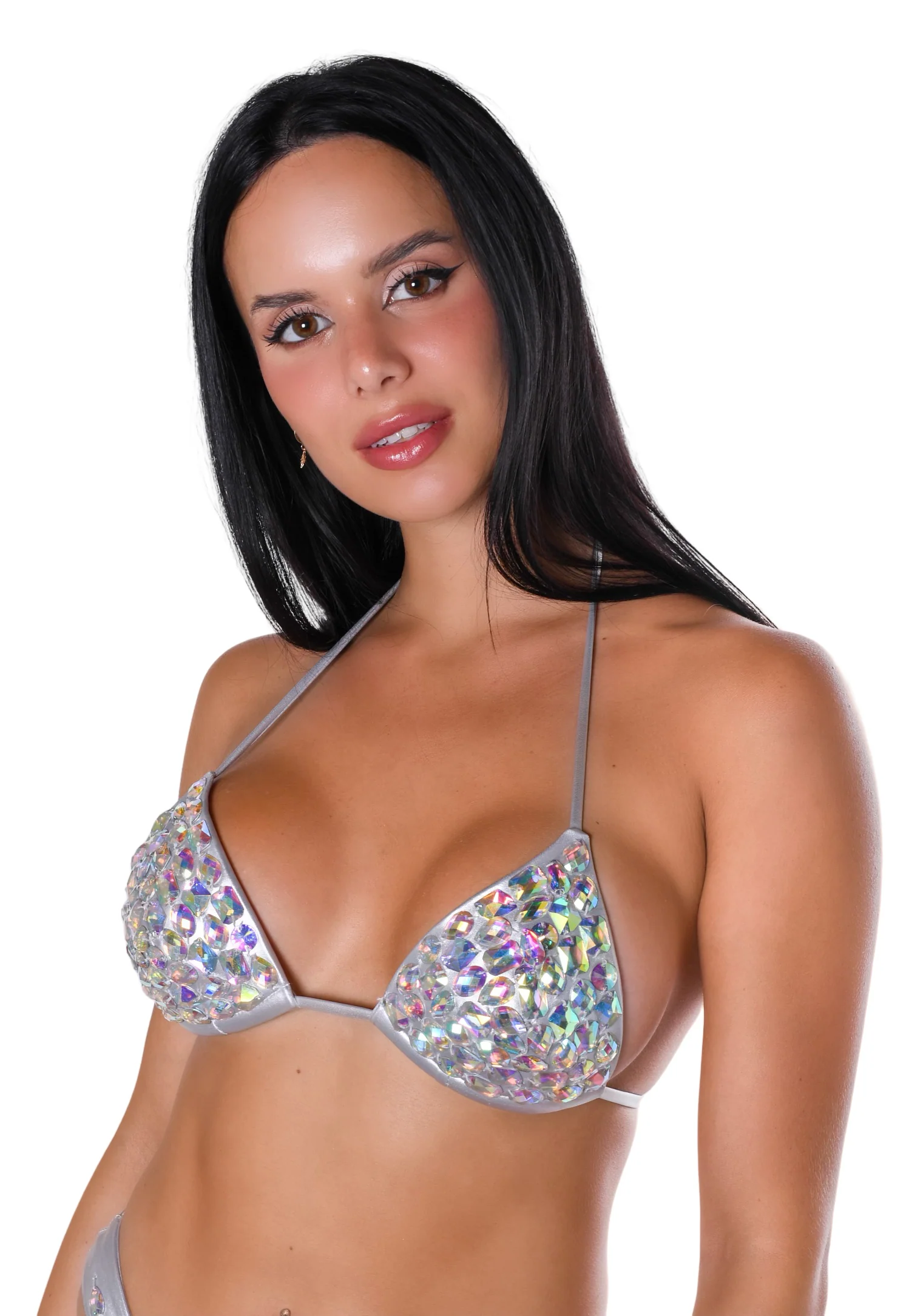 Rhinestone Sequin Top- Silver Disco - Image 4