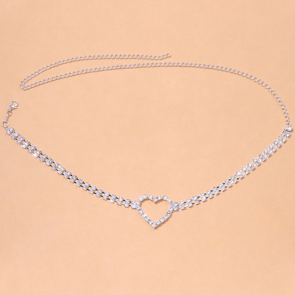 Heart Silver Rhinestone Leg Wrap - Image 3