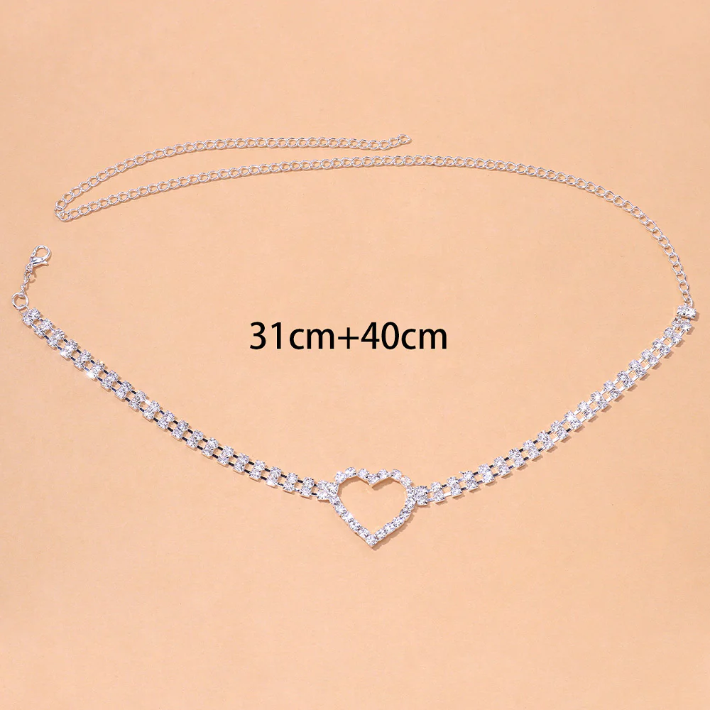 Heart Silver Rhinestone Leg Wrap - Image 4