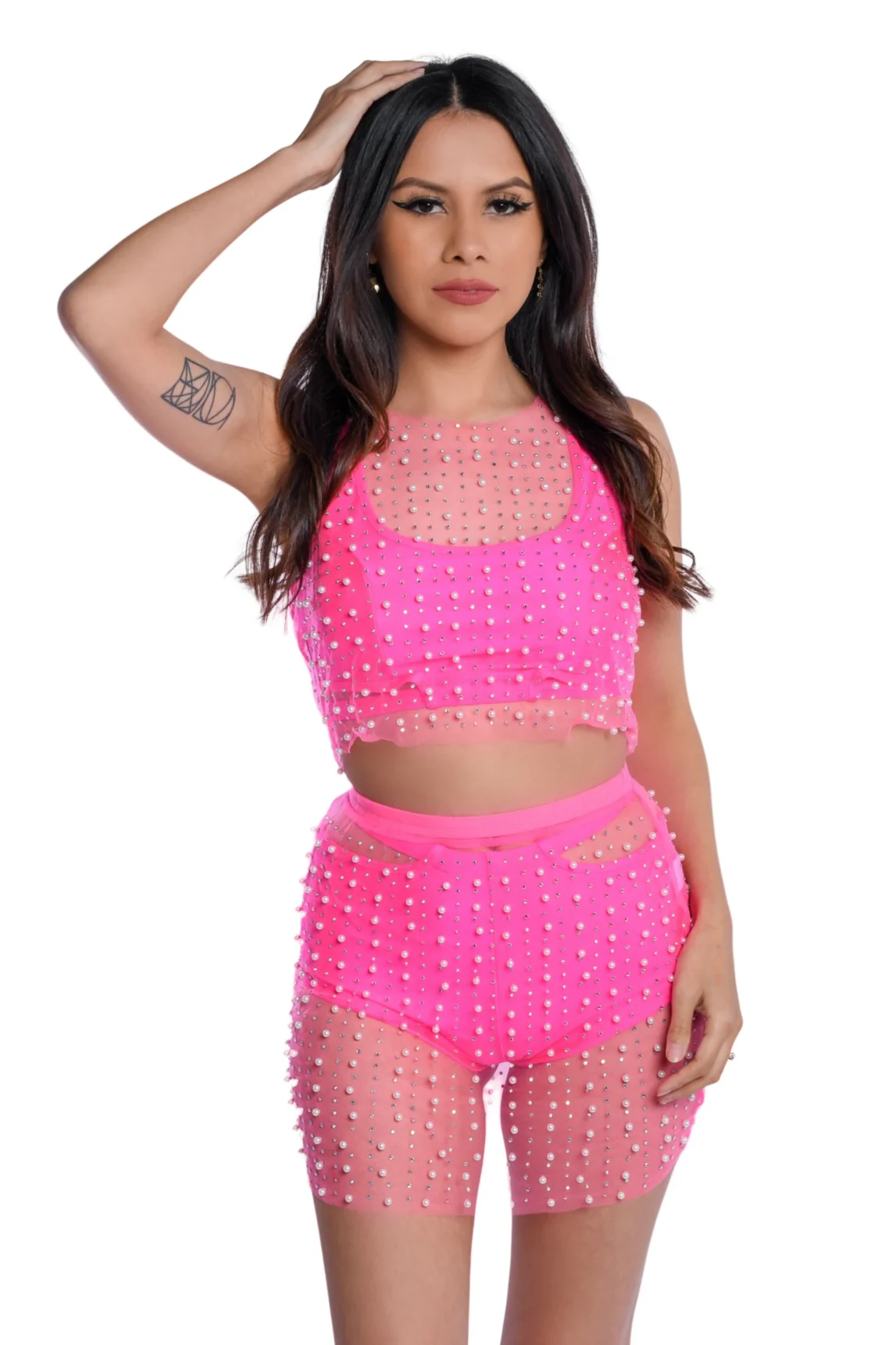 Hot Pink Pearl Mesh Set - Image 2