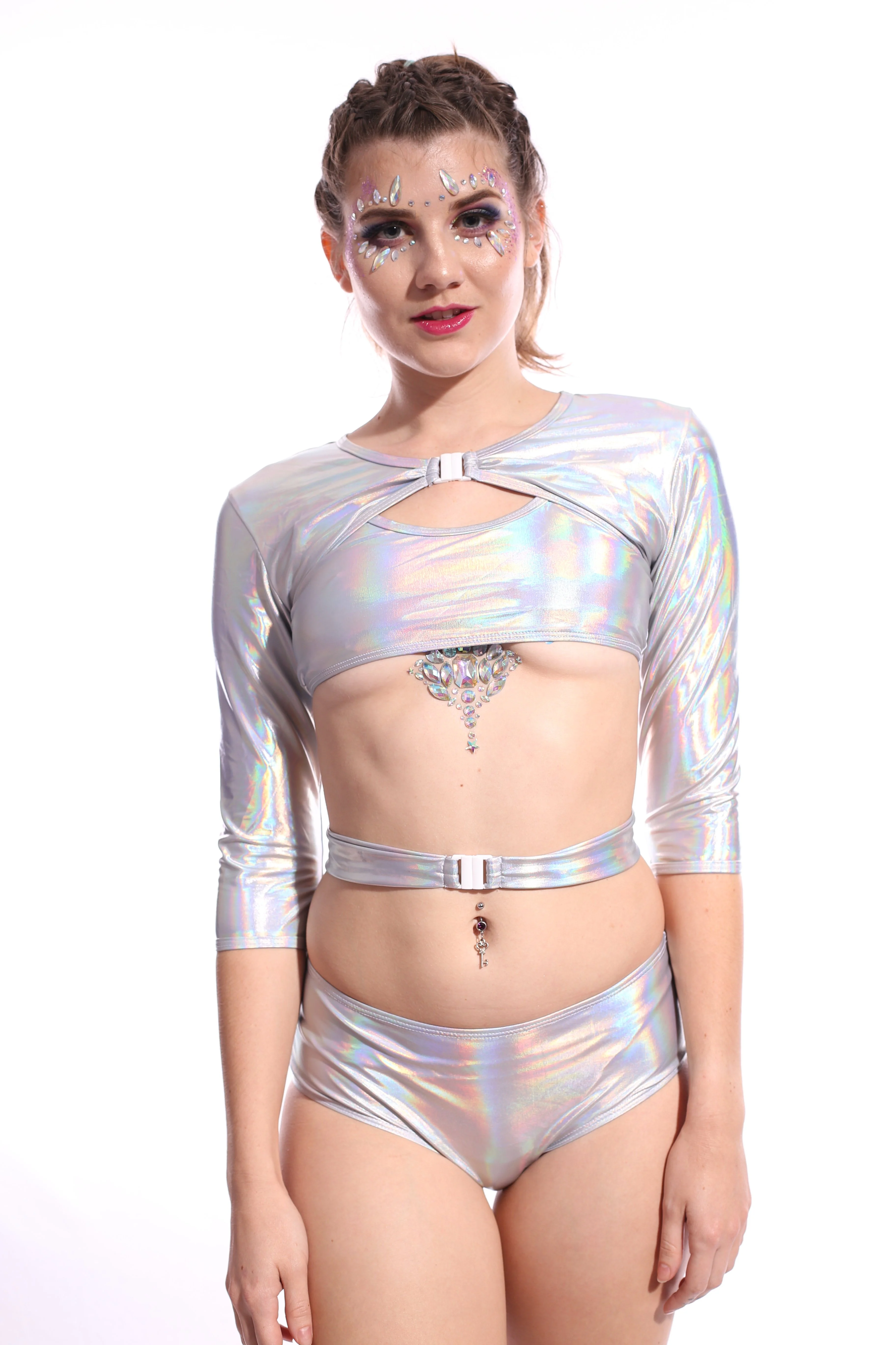 Hyperspace Buckle Up Sleeve Crop Top - Image 7