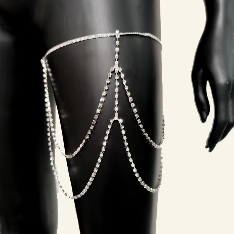Layered Rhinestone Leg Wrap, Leg Chains - Image 3