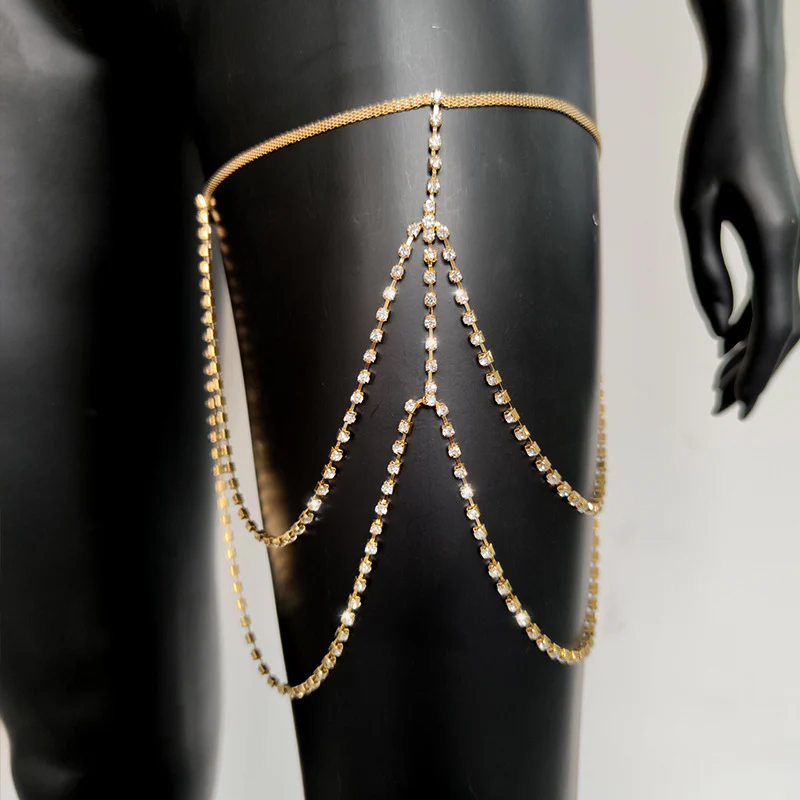 Layered Rhinestone Leg Wrap, Leg Chains - Image 4