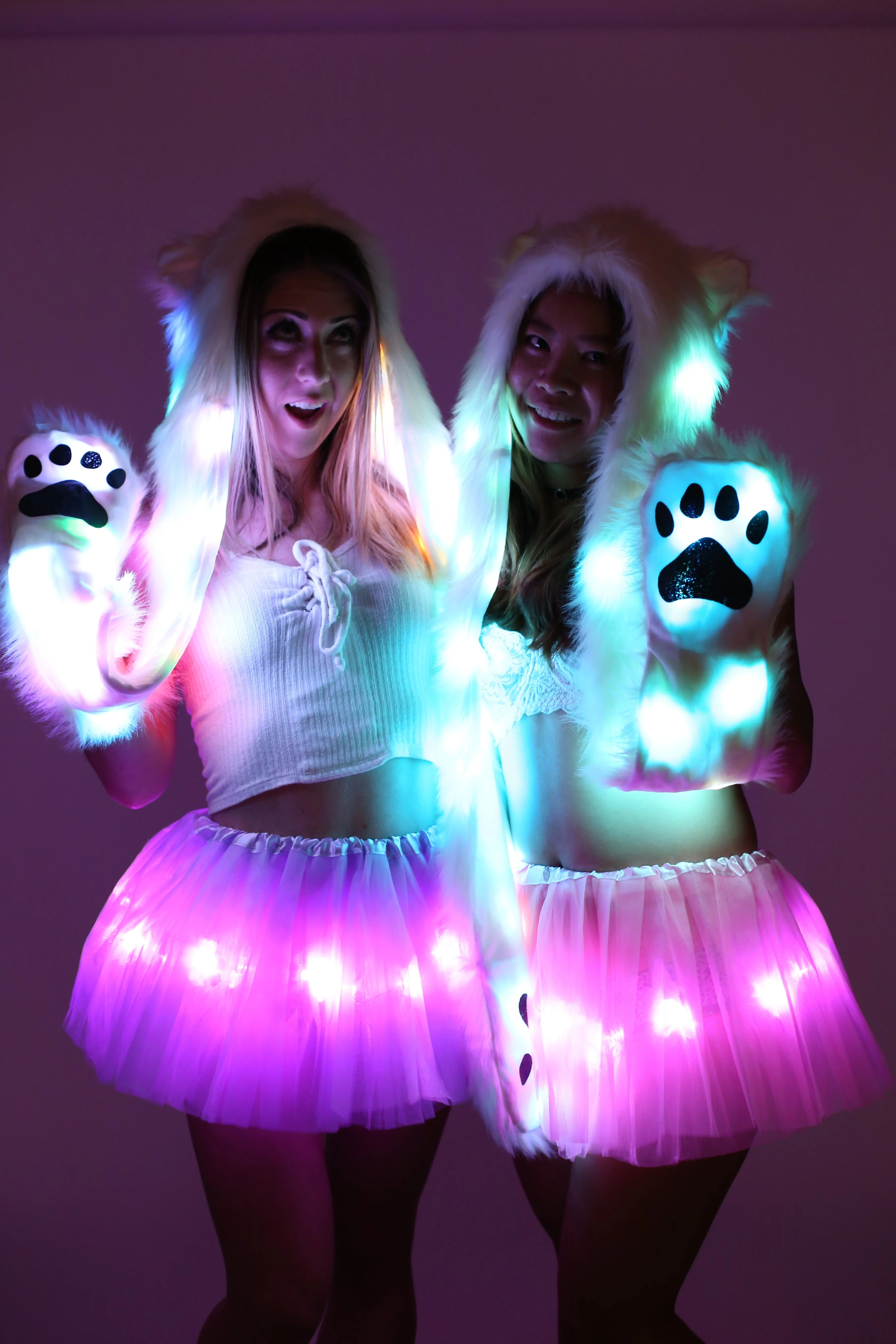 LED Fur Hood - Fuzzy Animal Rave Hood - Image 4