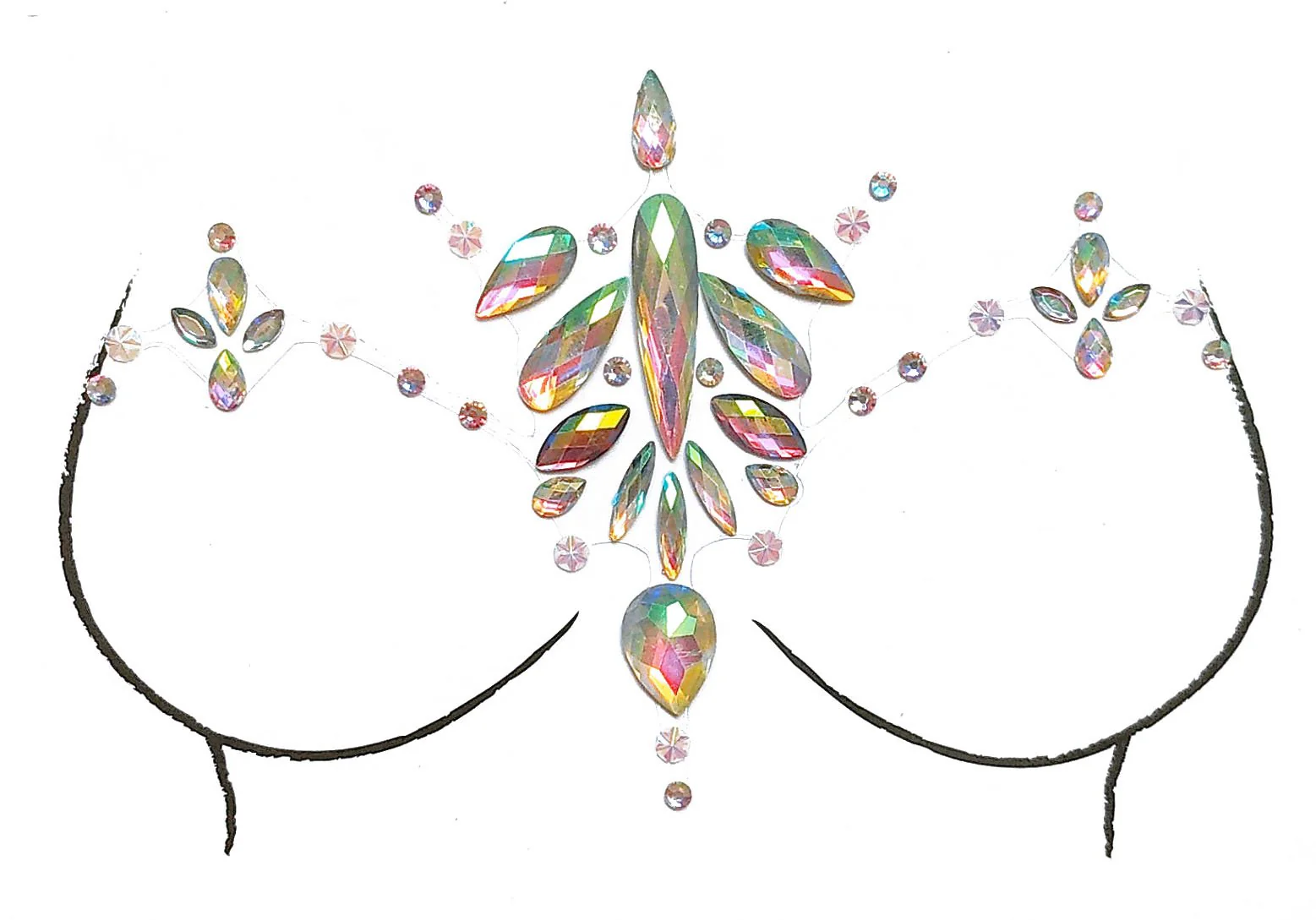 Mermaid Rhinestone Crystal Body Jewels, Chest Jewels - Image 2