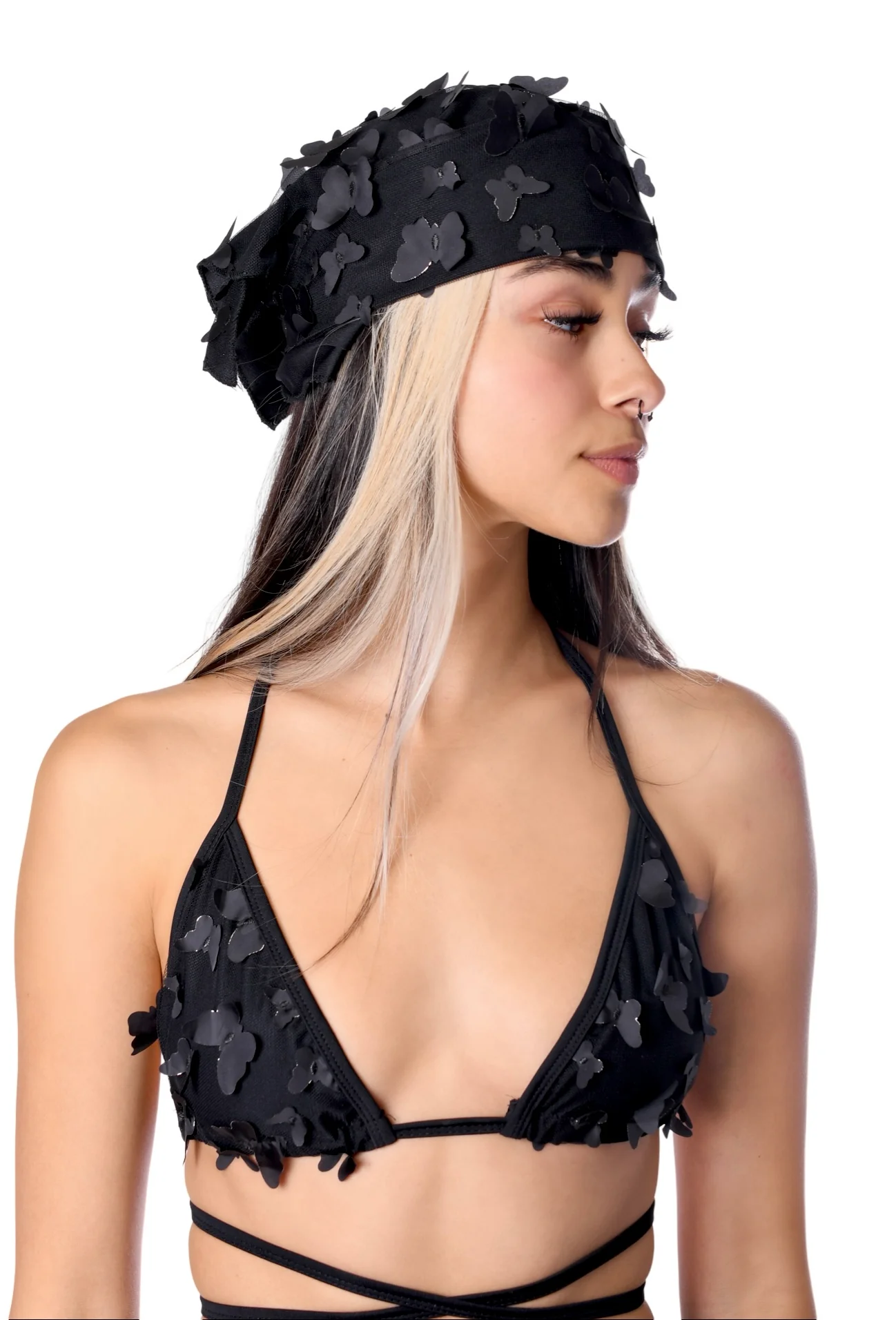 Midnight Butterfly 3D Head Scarf - Image 2