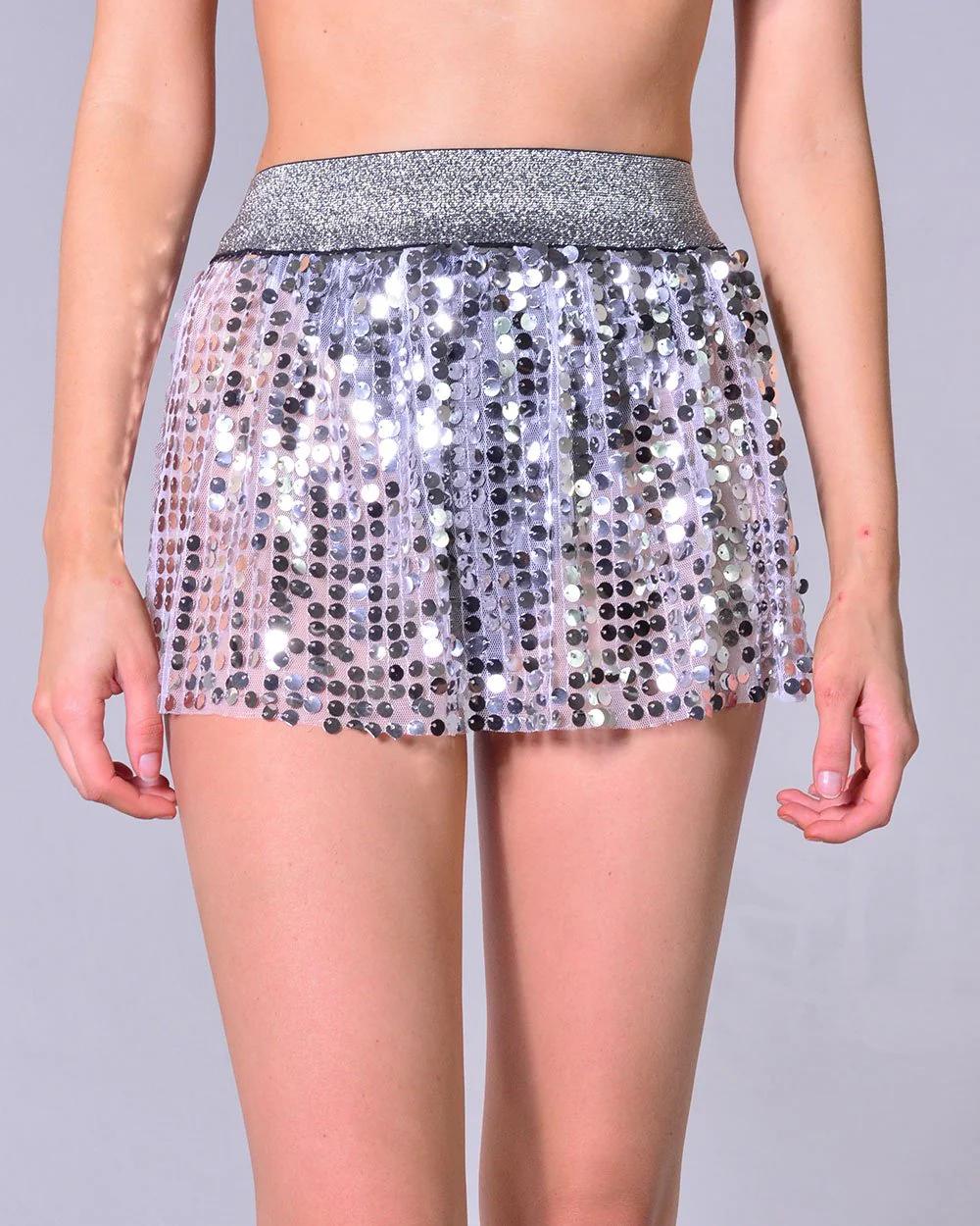 Mini Sequin Skirt - Silver - Image 3