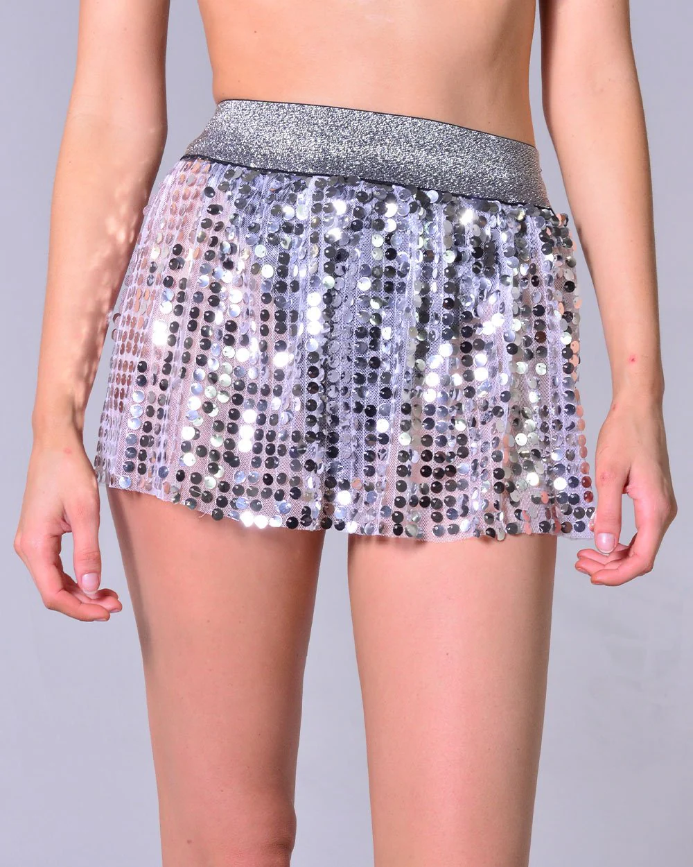Mini Sequin Skirt - Silver - Image 4