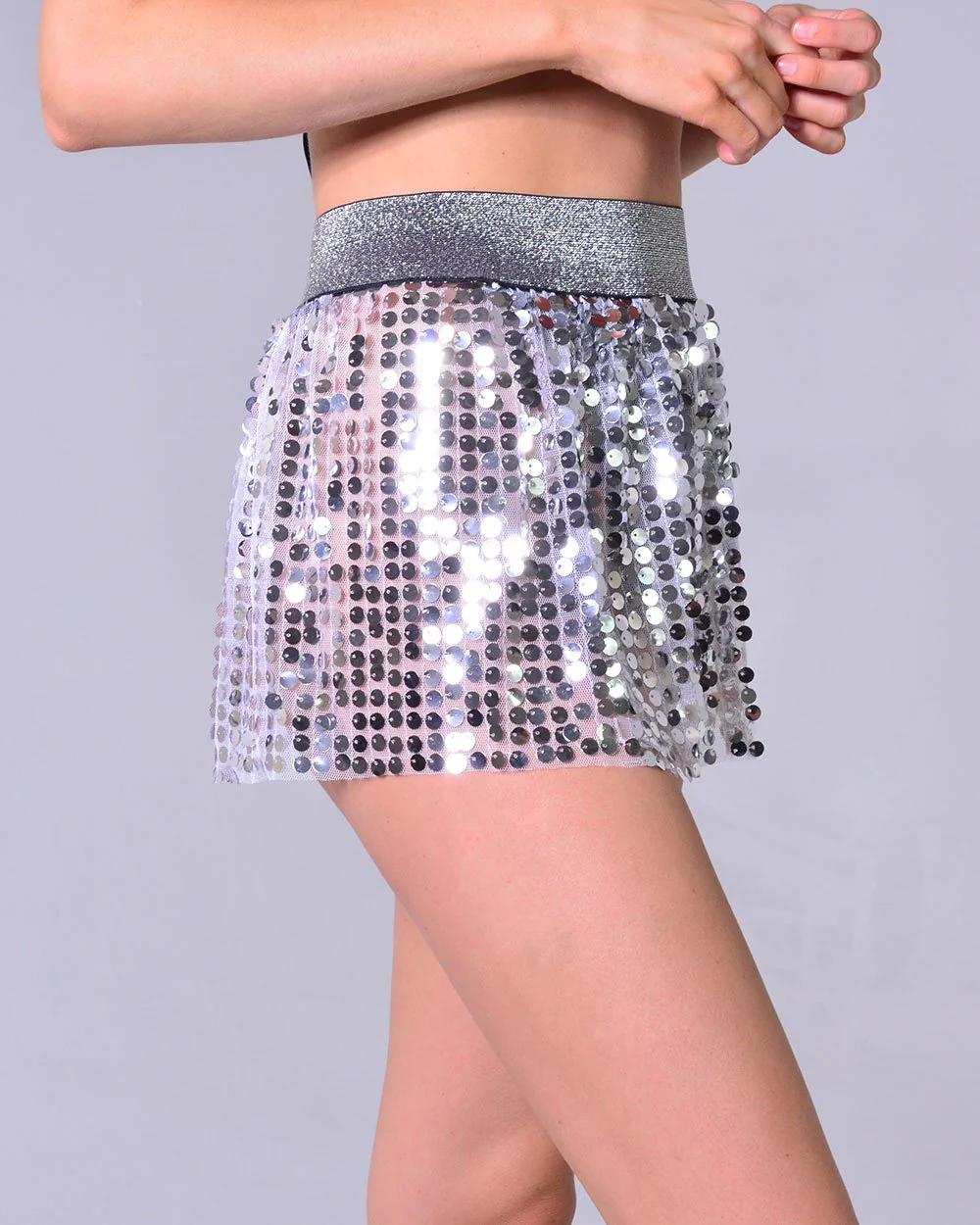 Mini Sequin Skirt - Silver - Image 7