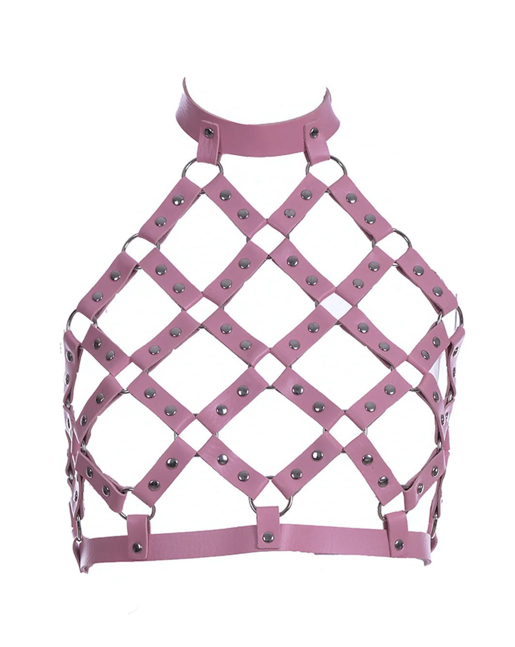 Miss Pink Vegan Leather Harness Halter Top - Image 3