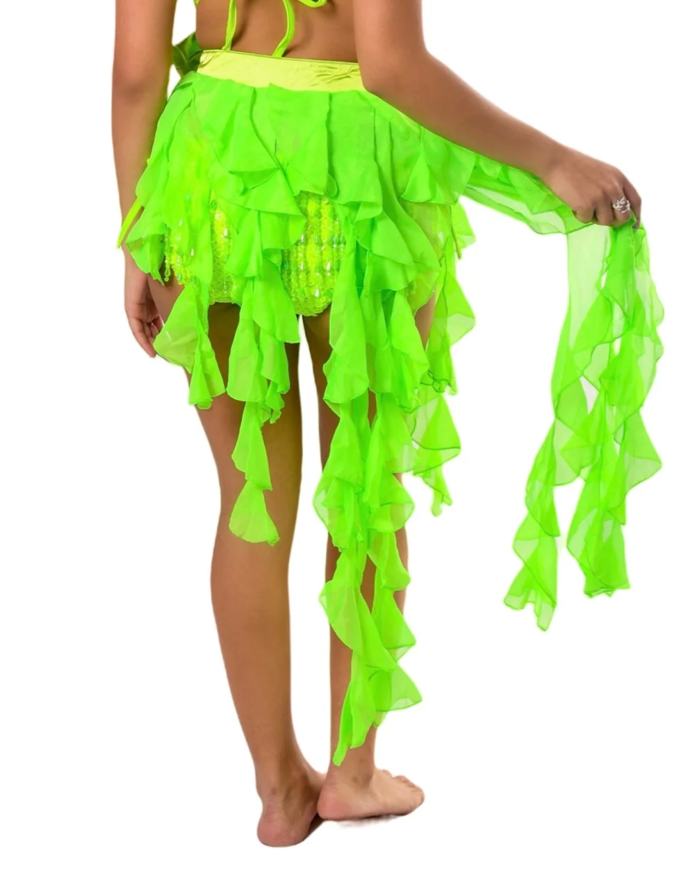 Neon Lime Long Wrap Skirt - Image 3