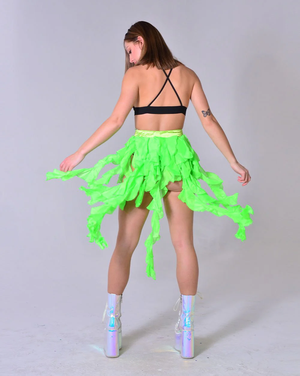 Neon Lime Long Wrap Skirt - Image 7