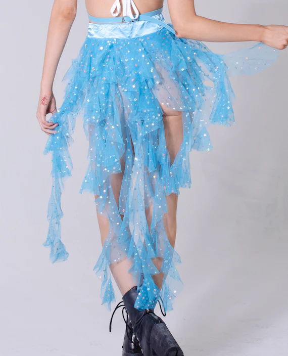 Ocean Wave Blue Long Skirt - Image 4