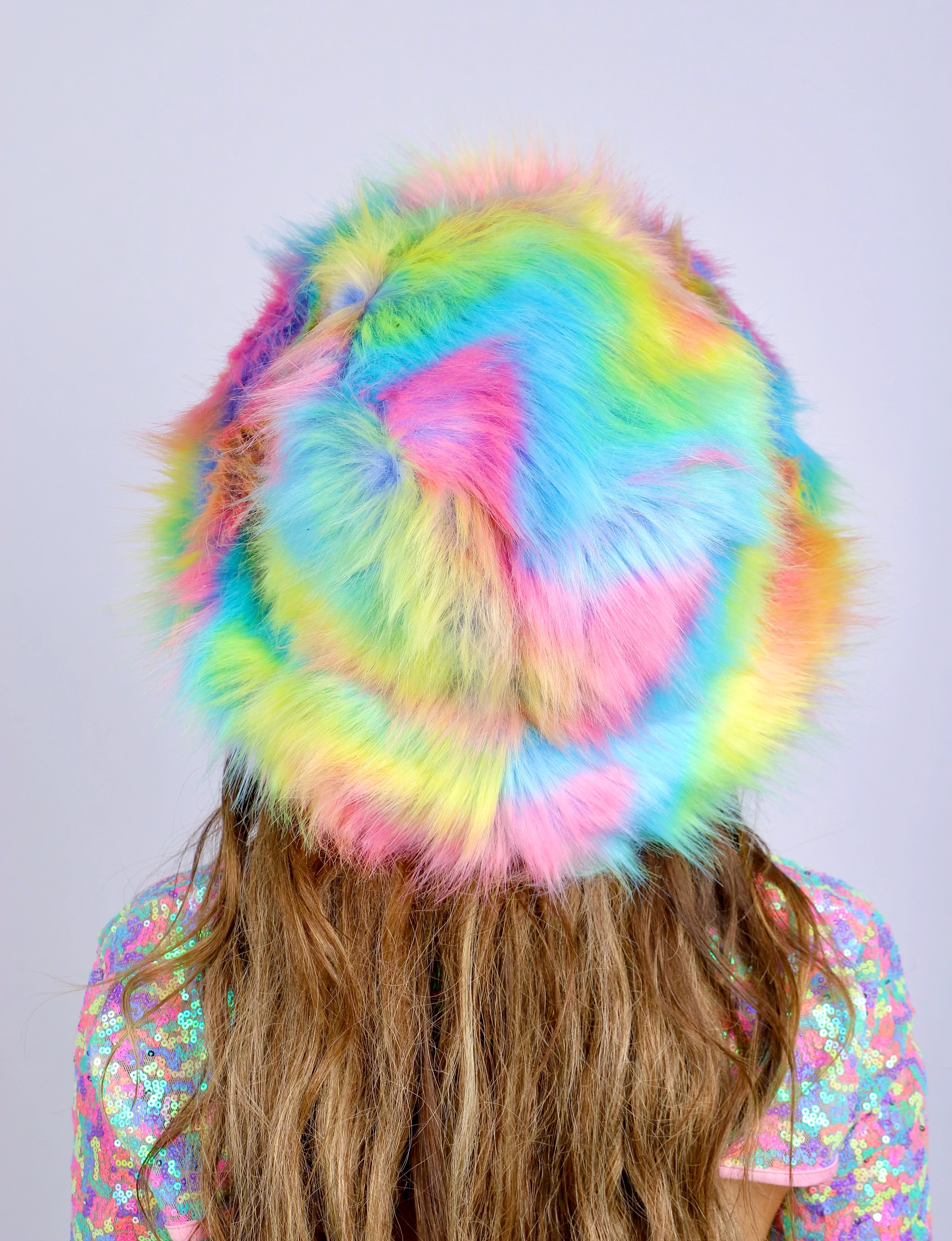 Pastel Rainbow Fuzzy Hat - Image 2
