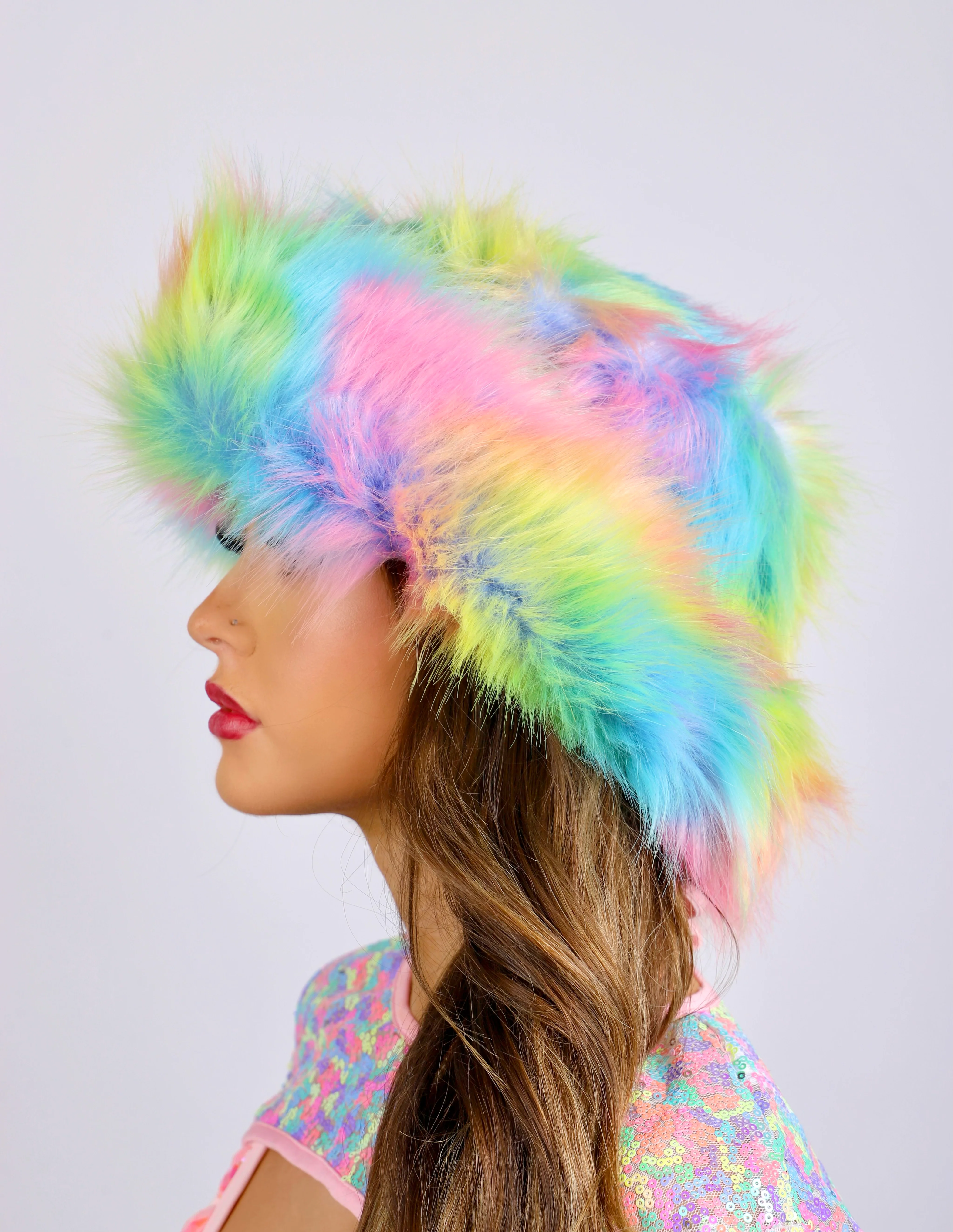 Pastel Rainbow Fuzzy Hat - Image 3