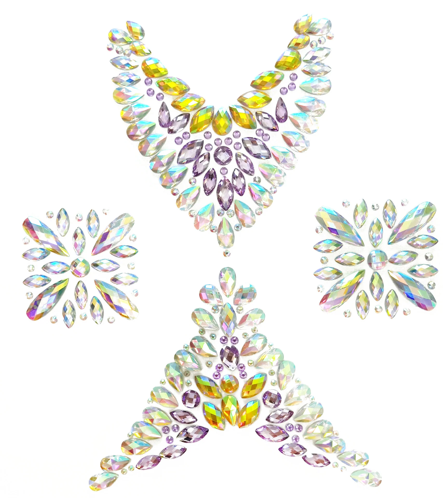 Pastel Rhinestone Crystal Body Jewels, Chest Jewels - Image 2