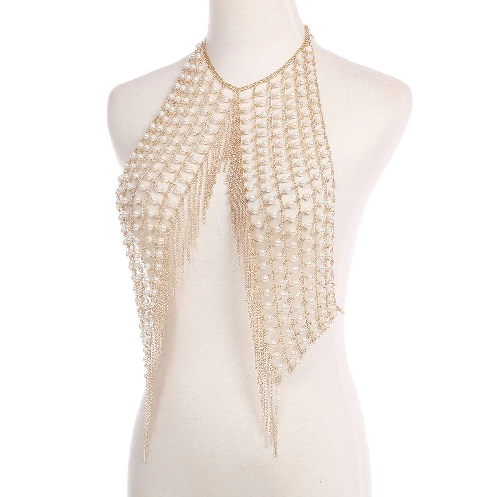 Pearl Tassel Chain Halter Top - Image 5