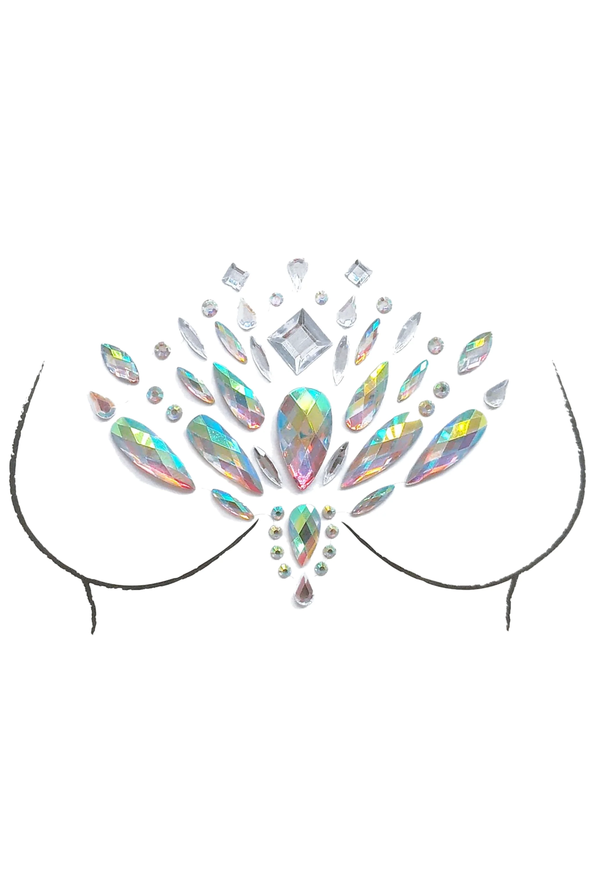 Playful Peacock Rhinestone Crystal Body Jewels, Chest Jewels