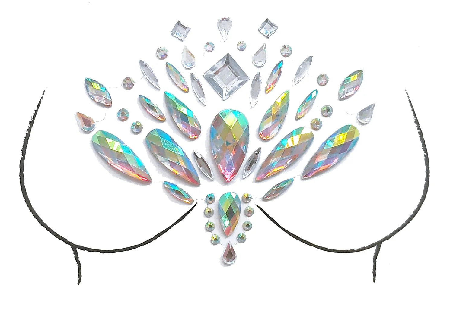 Playful Peacock Rhinestone Crystal Body Jewels, Chest Jewels - Image 2